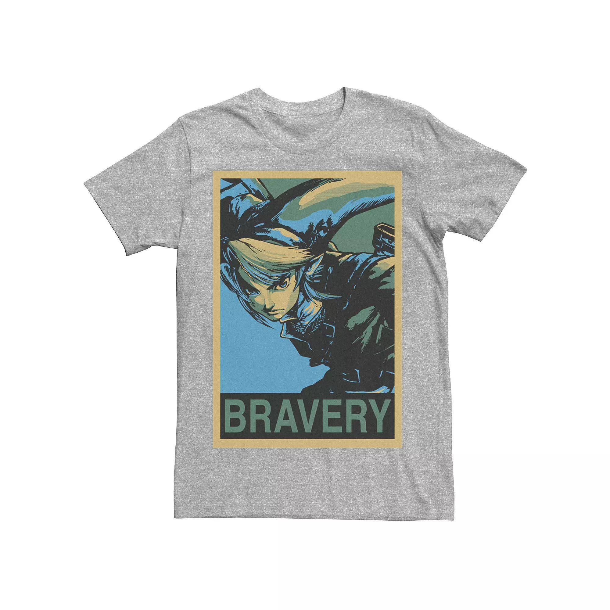Men's Zelda Link Bravery Poster Tee, Size: Small, Athletic Grey Product Image