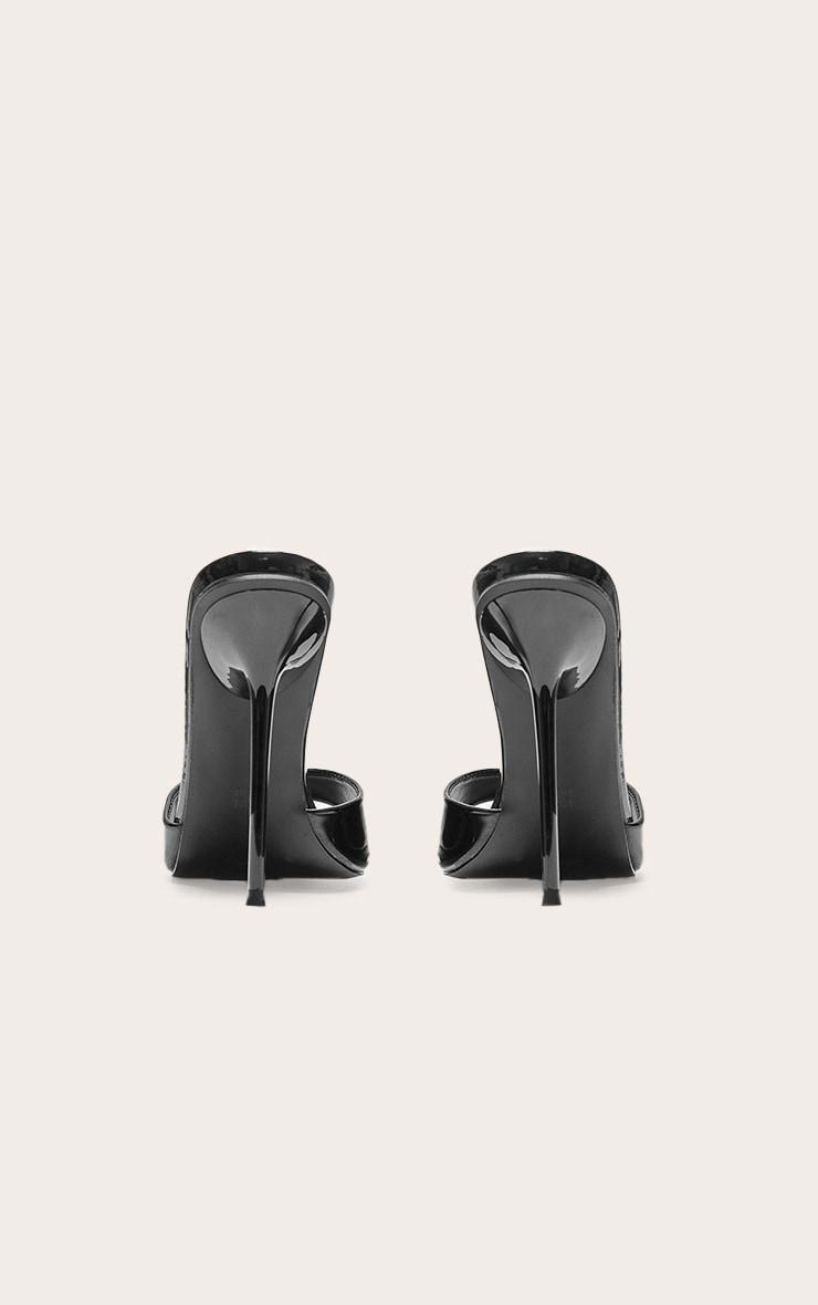  Black Pu Patent Point Toe Wide Fit Stiletto Heeled Mules Product Image