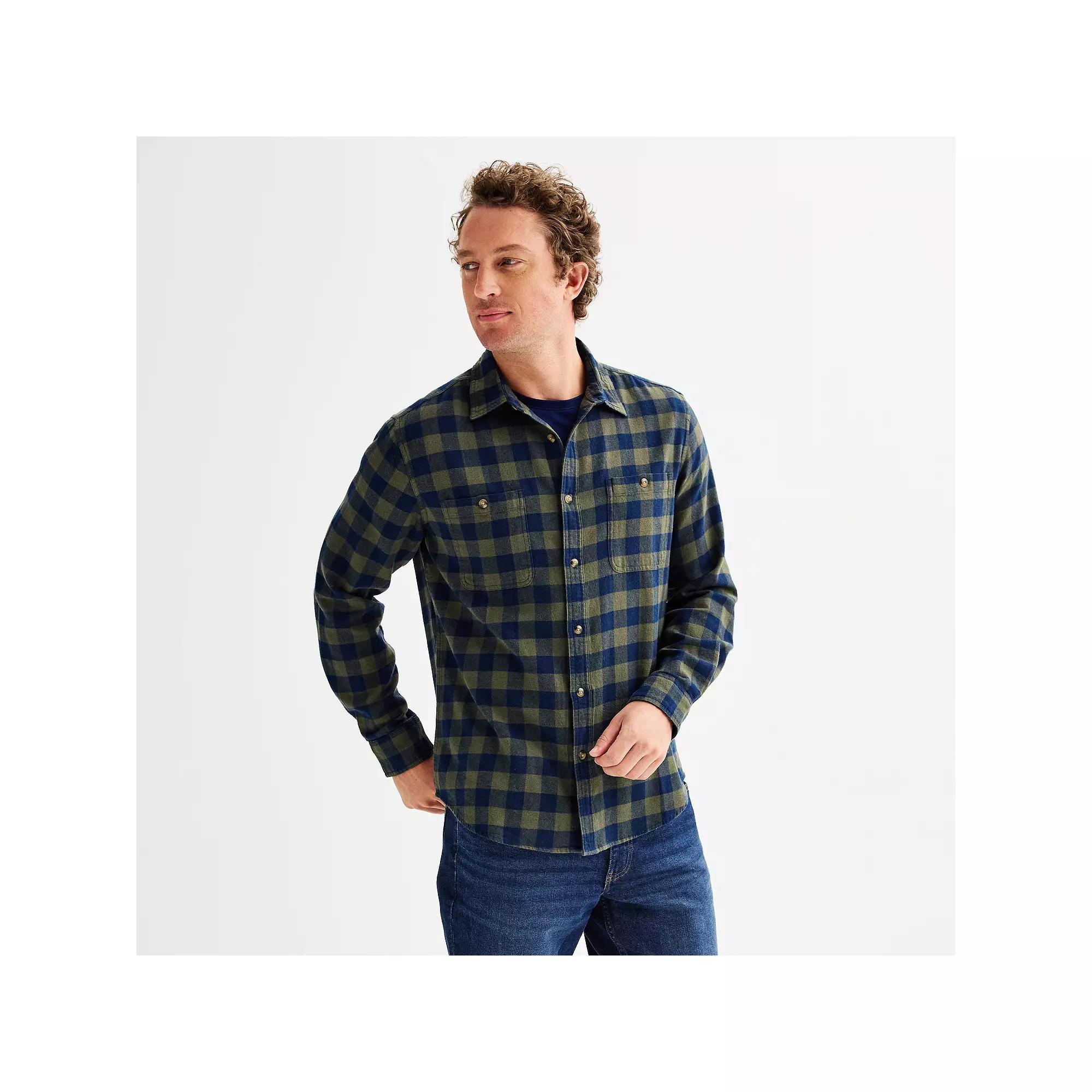 Men's Sonoma Goods For Life® Supersoft Flannel Button-Down Shirt, Size: Small, Light Blue Plaid Product Image