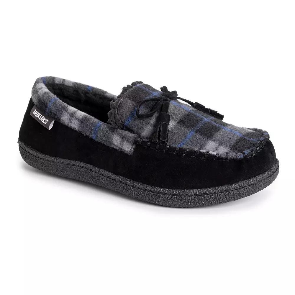 MUK LUKS Tanver Plaid Men's Moccasin Slippers, Size: 11, Blue Product Image