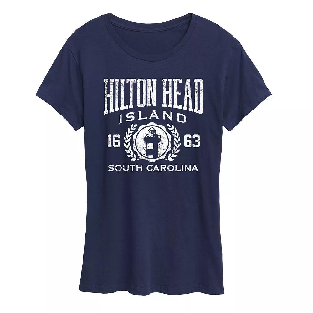 Womens Hilton Head Island Collegiate Graphic Tee Grey Blue Product Image