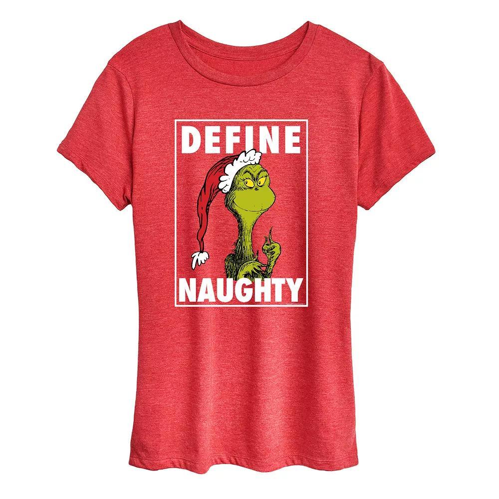 Women's Dr. Seuss The Grinch Define Naughty Graphic Tee, Girl's, Size: XXL, Grey Gray Product Image