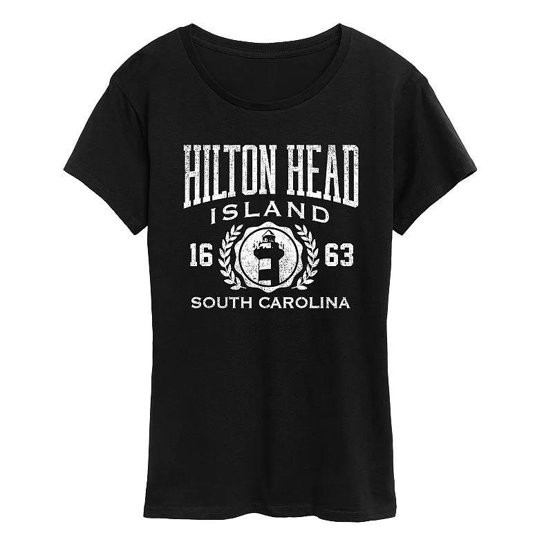 Womens Hilton Head Island Collegiate Graphic Tee Grey Blue Product Image
