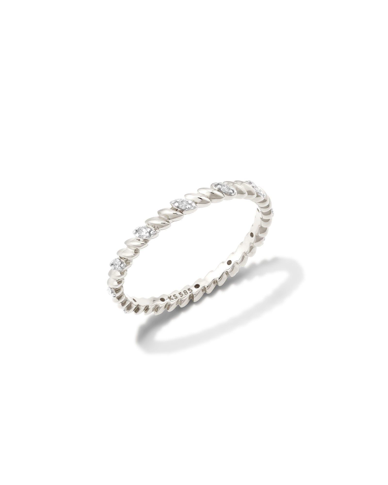 Tyler 14k White Gold Band Ring in White Diamond Product Image