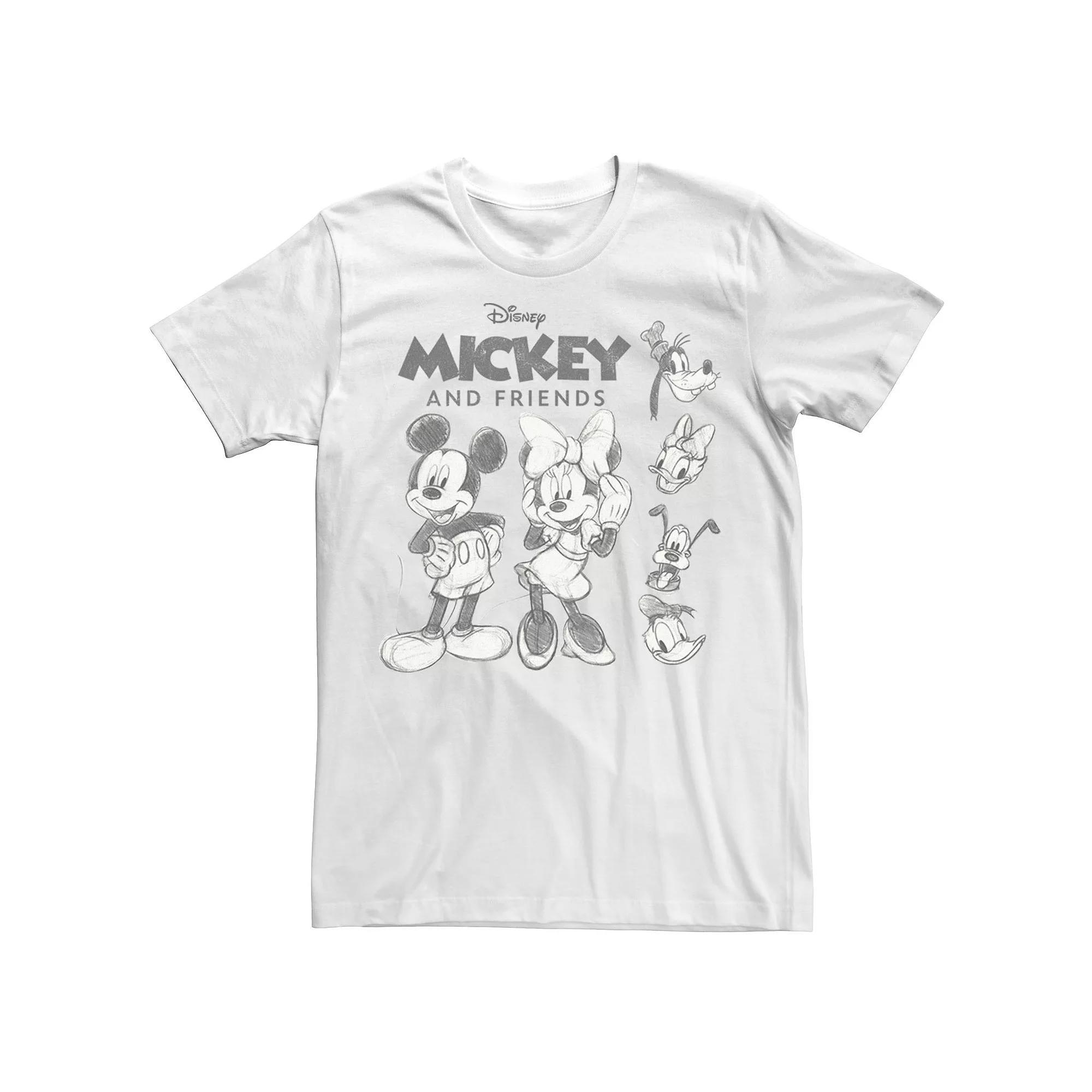 Disney's Mickey And Friends Men's Sketches Logo Tee, Boy's, Size: Medium, White Product Image