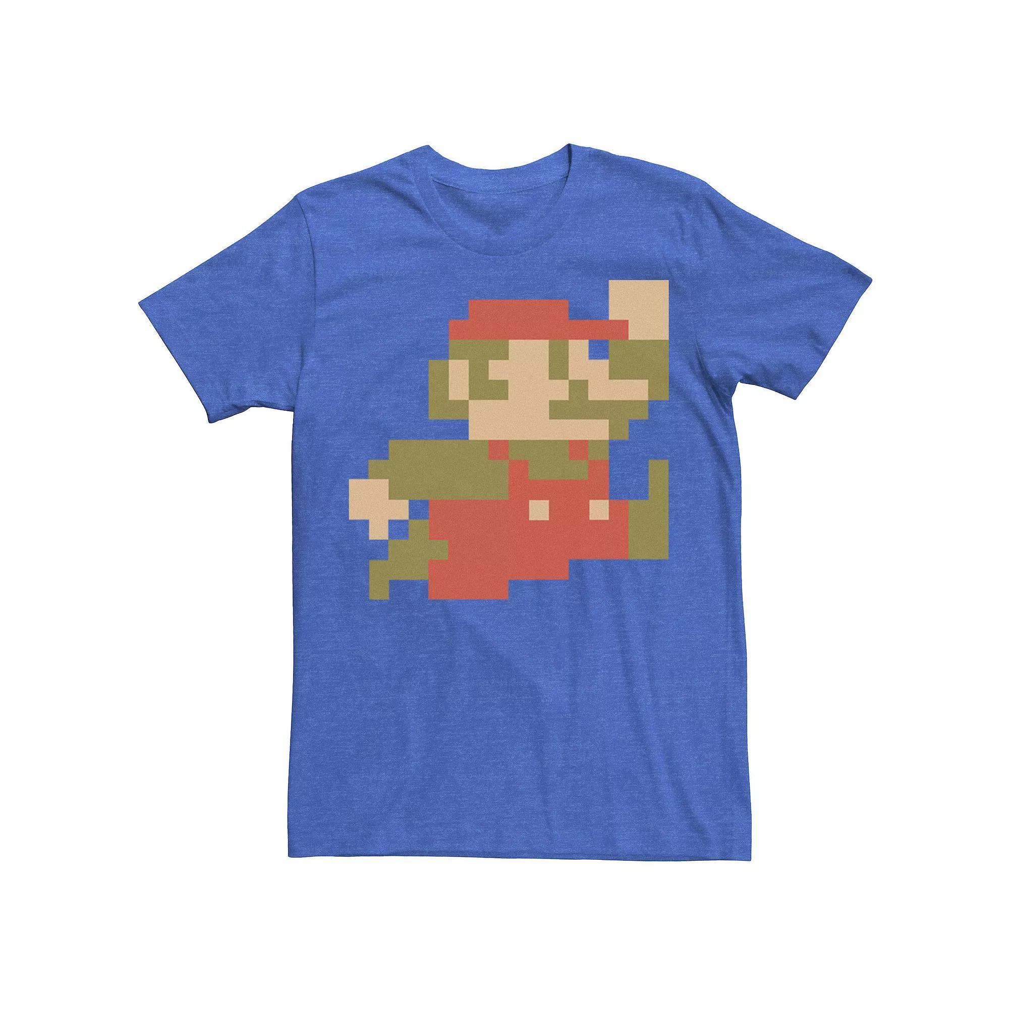 Mens Nintendo Super Mario 8-bit Pixel Jump Graphic Tee Royal Grey Product Image