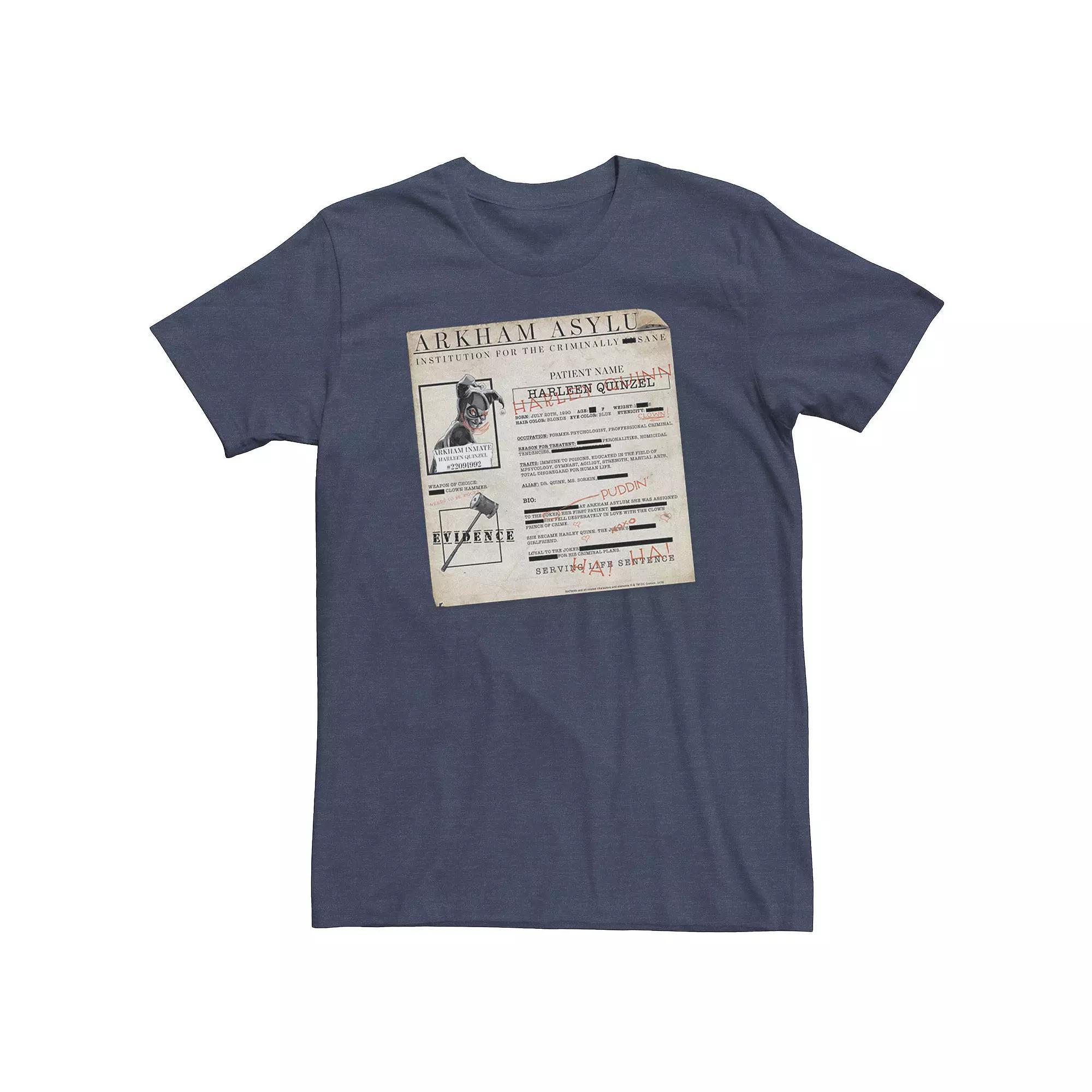 Big & Tall DC Comics Batman Harley Quinzel Arkham Asylum File Tee, Men's, Size: 3XL Tall, White Product Image