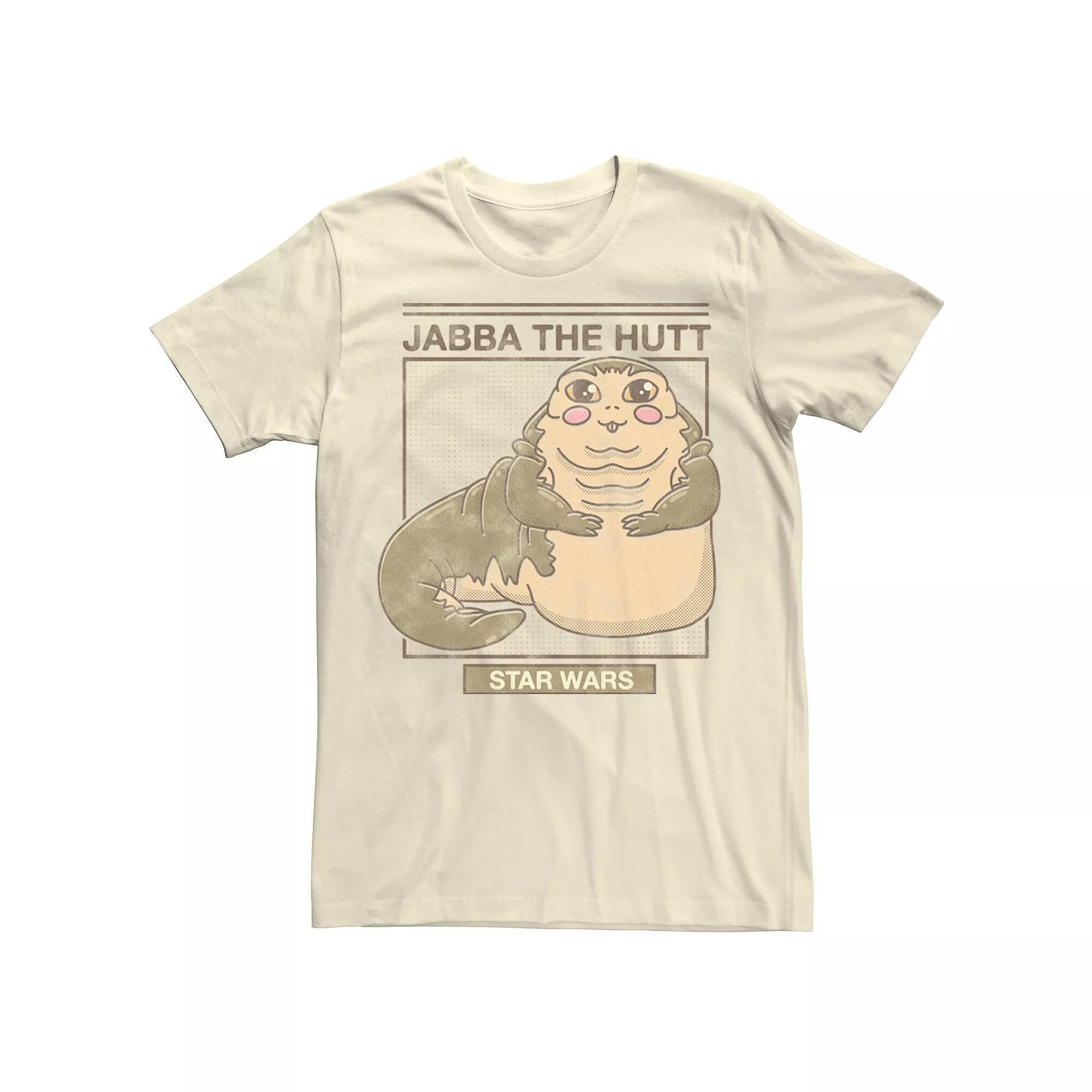 Men's Star Wars Jabba The Hutt Cartoon Cute Portrait Grid Tee, Size: Medium, Natural Product Image
