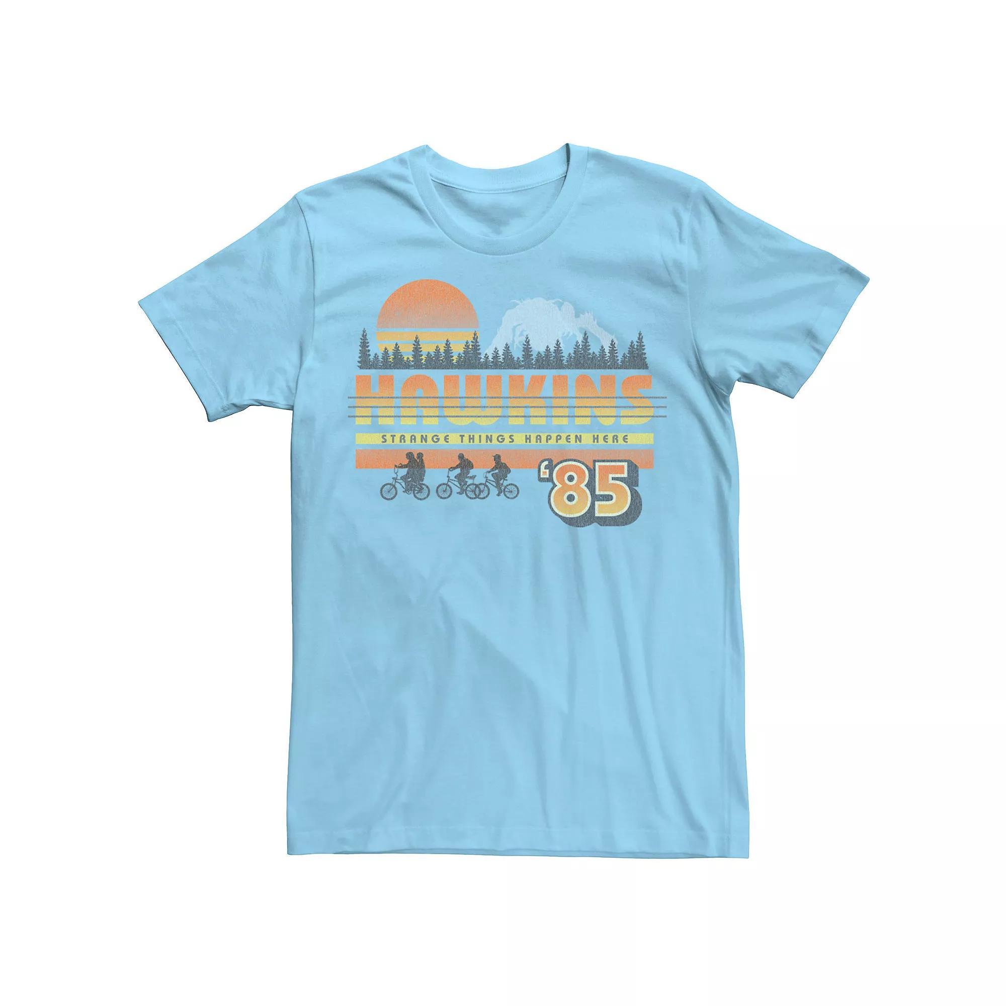 Men's Stranger Things Hawkins Strange Things 85 Retro Tee, Size: Large, Light Blue Product Image