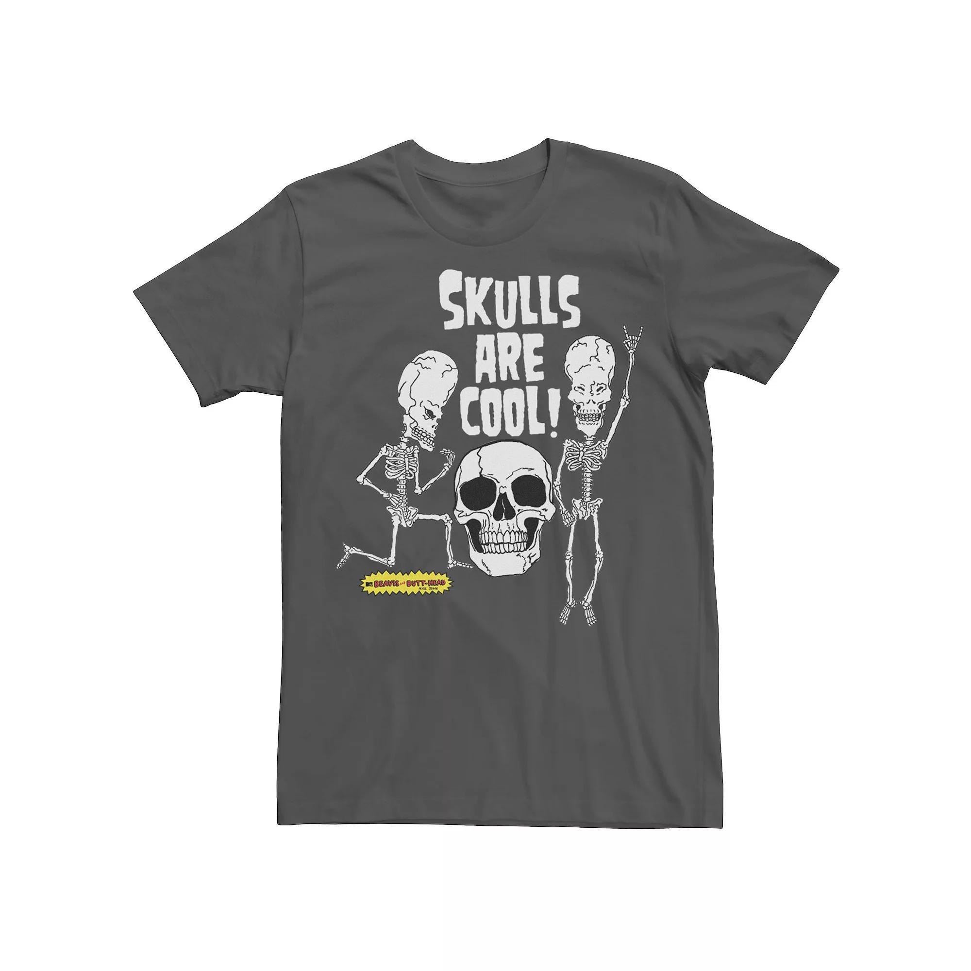 Men's Beavis and Butt-Head "Skulls Are Cool" Graphic Tee, Size: 3XL, Grey Product Image