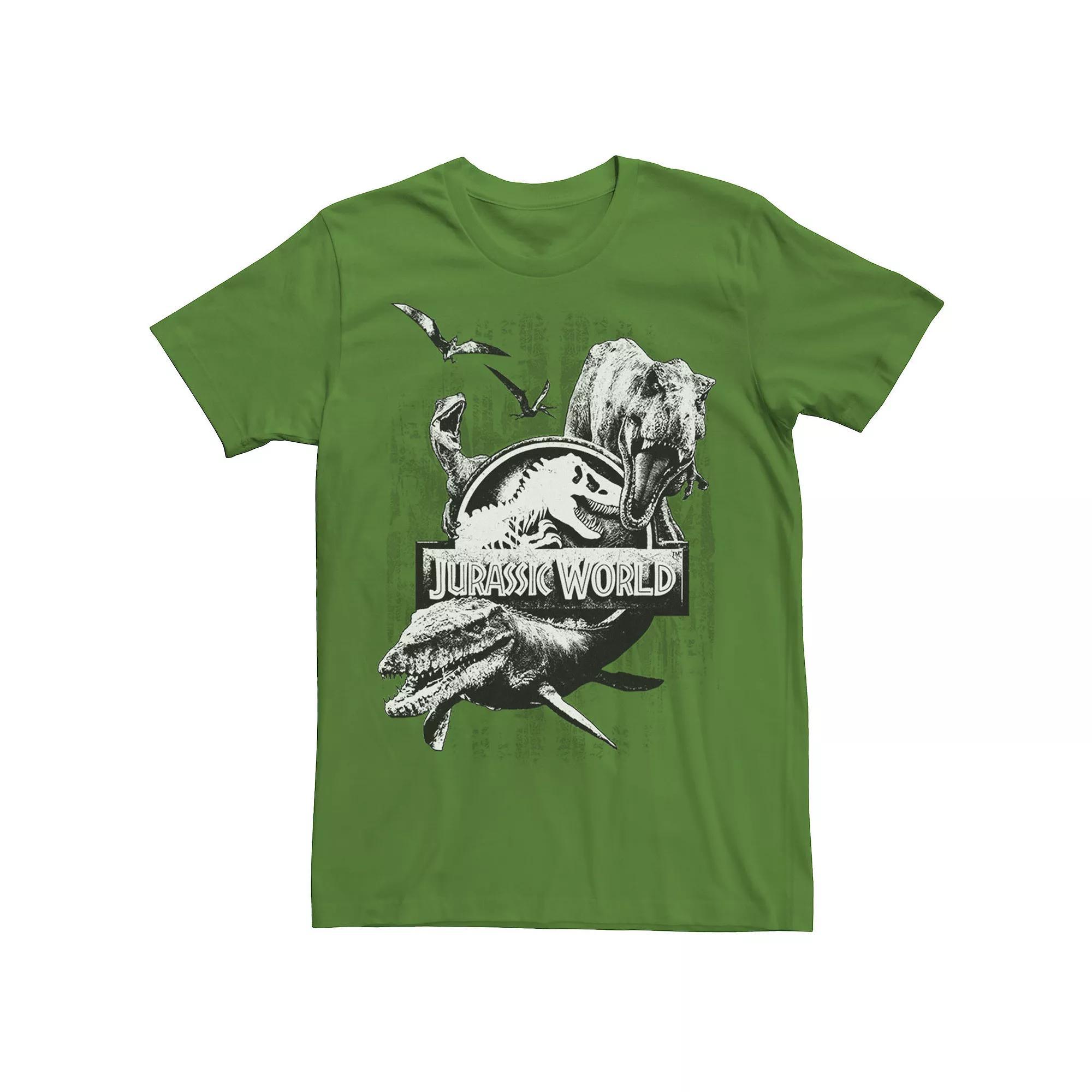 Men's Jurassic World Two Dino Collage Grunge Logo Tee, Size: XXL, Kelly Product Image
