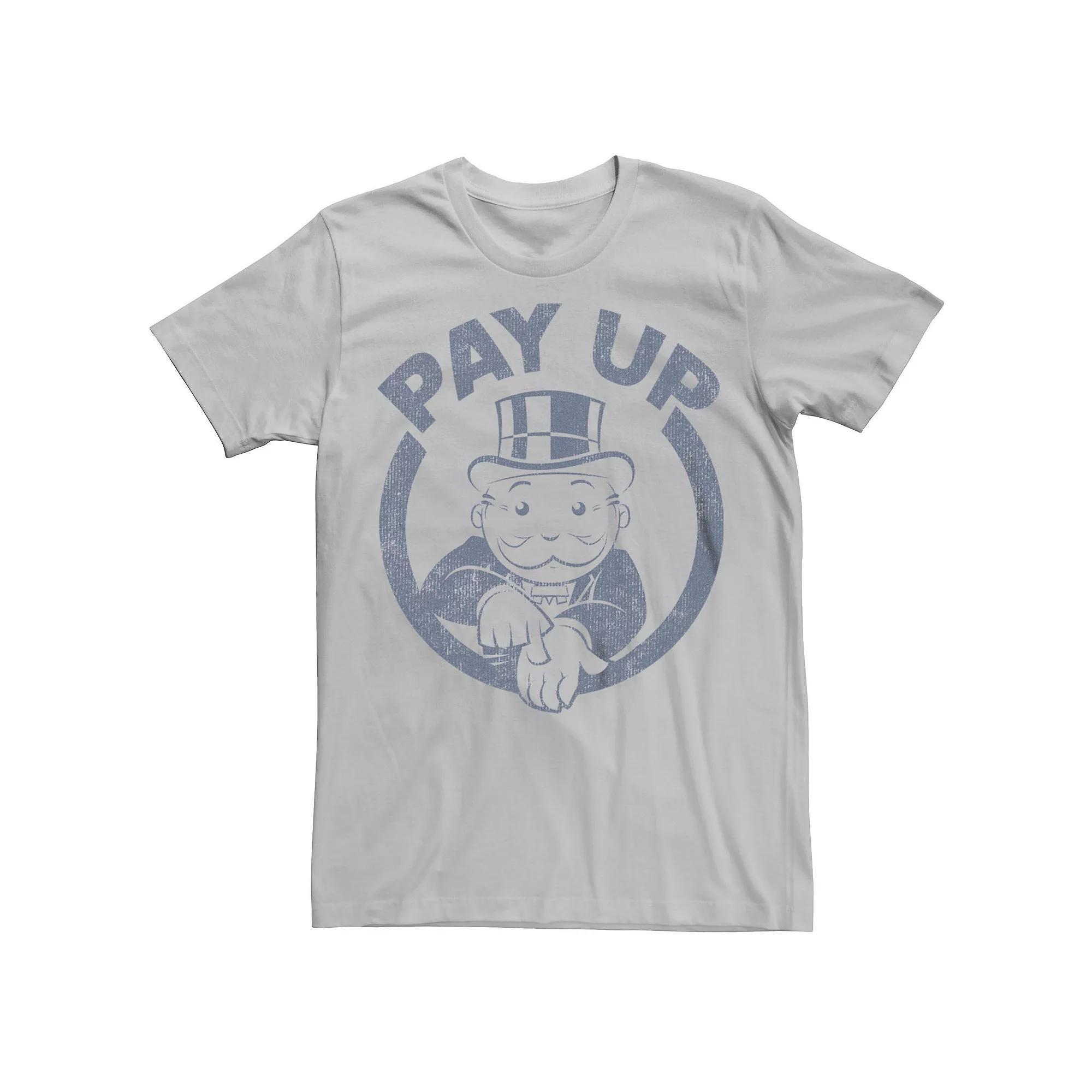 Men's Monopoly Man Pay Up Graphic Tee, Size: Medium, Silver Product Image