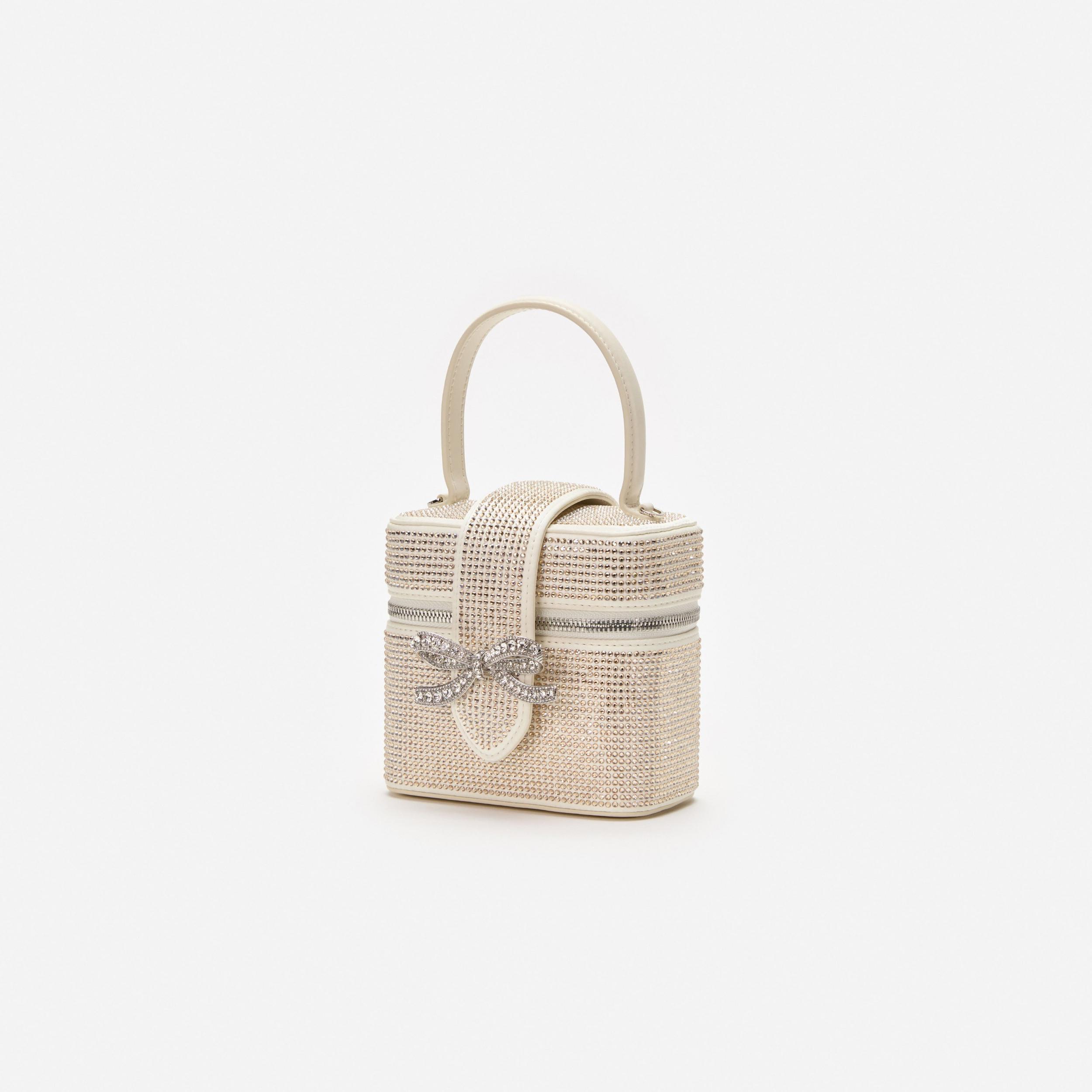 Champagne Satin Rhinestone Vanity Case Product Image