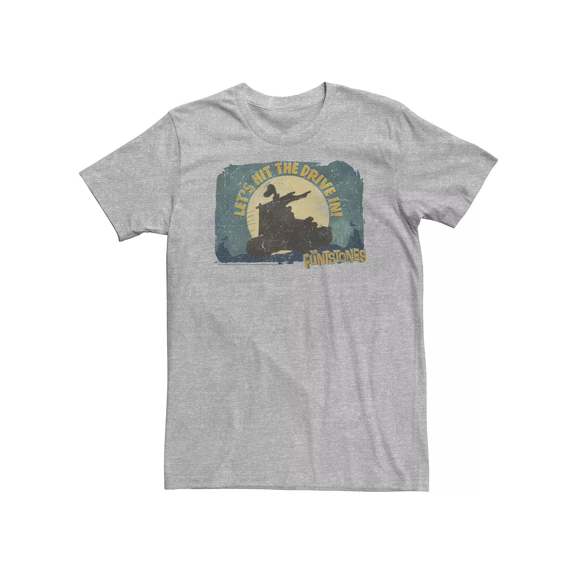 Big & Tall The Flintstones Let's Hit The Drive In Tee, Men's, Size: 3XL, Athletic Grey Product Image