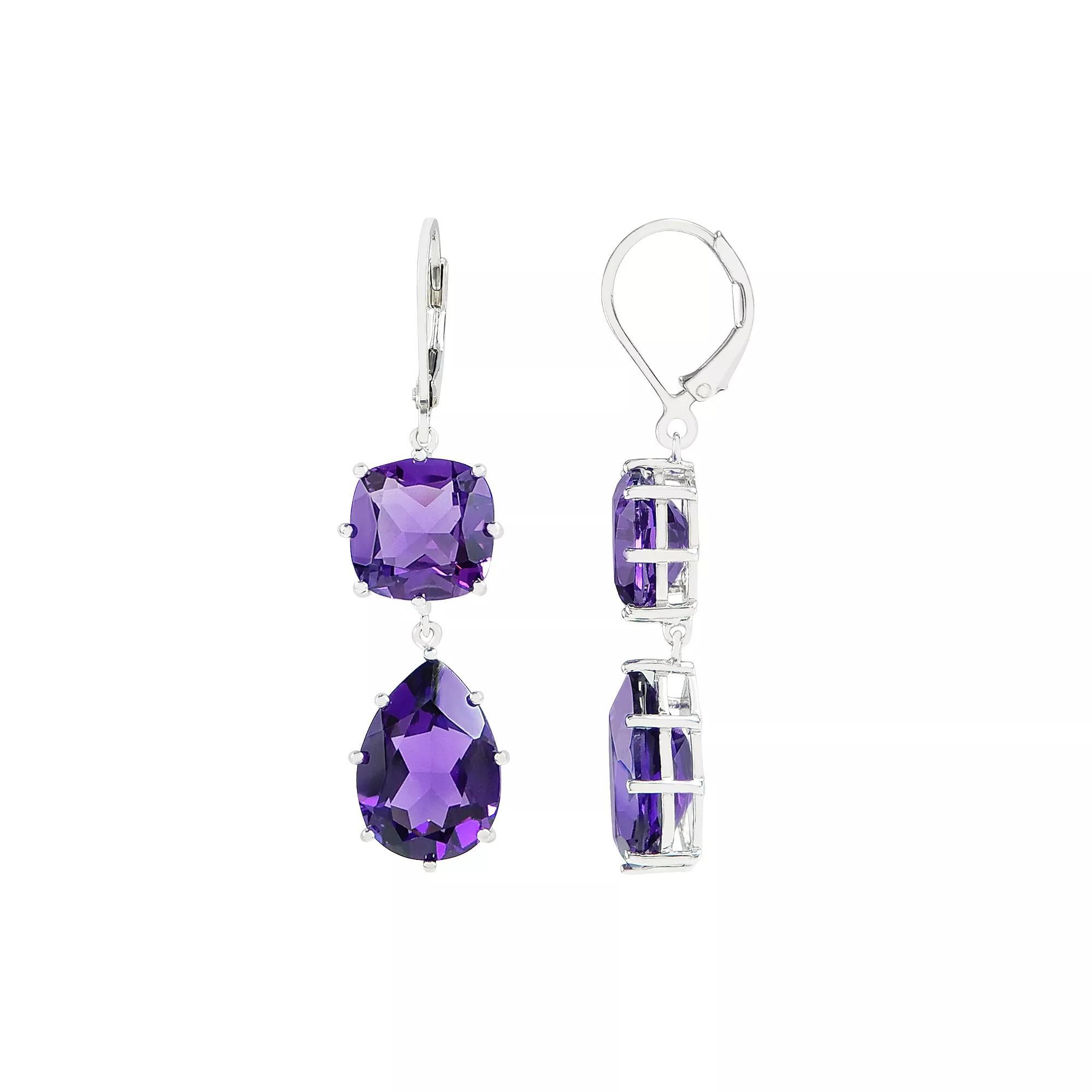 SIRI USA by TJM Sterling Silver Simulated Purple Quartz Double Drop Earrings, Women's Product Image