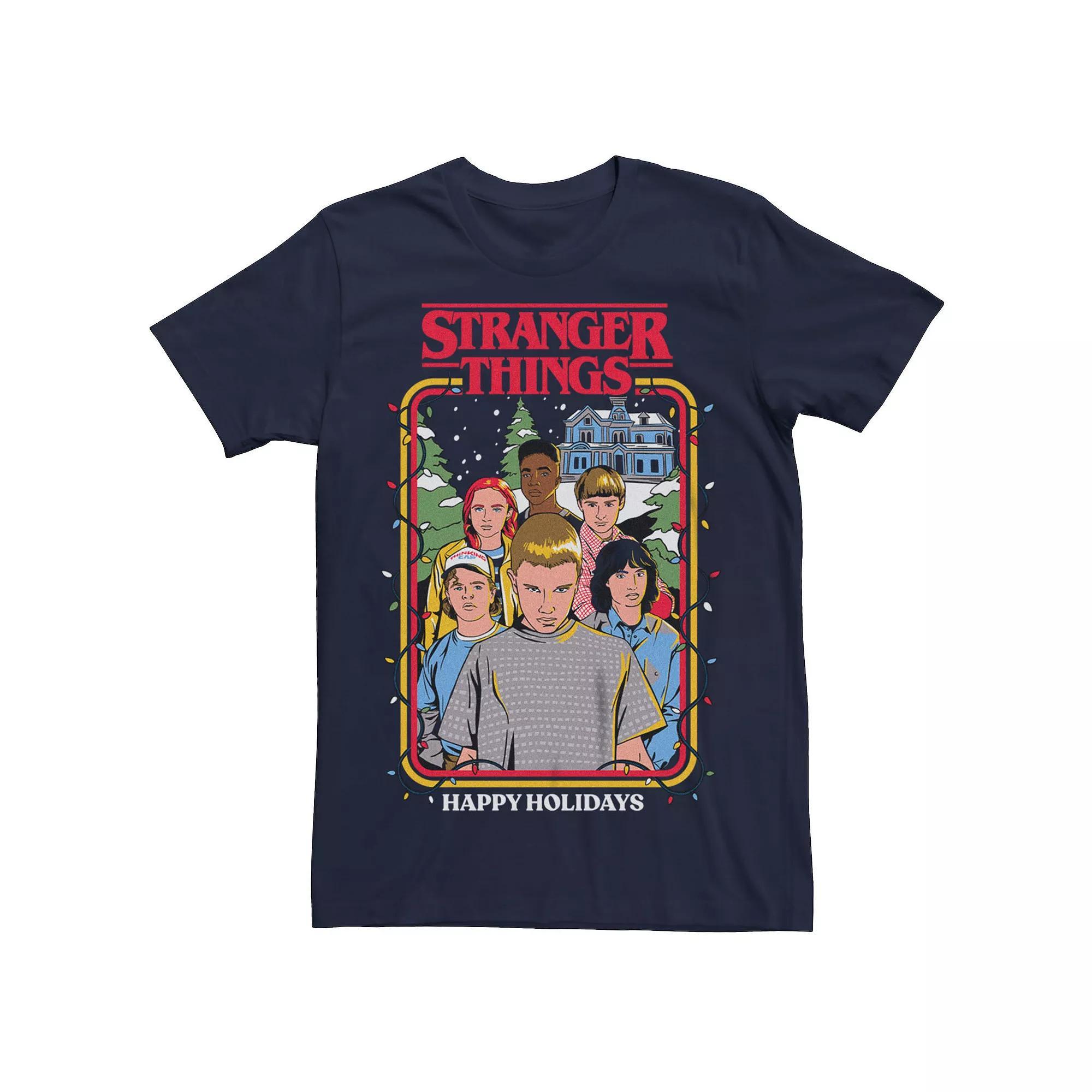 Men's Stranger Things Happy Holidays Graphic Tee, Size: Small, Blue Product Image