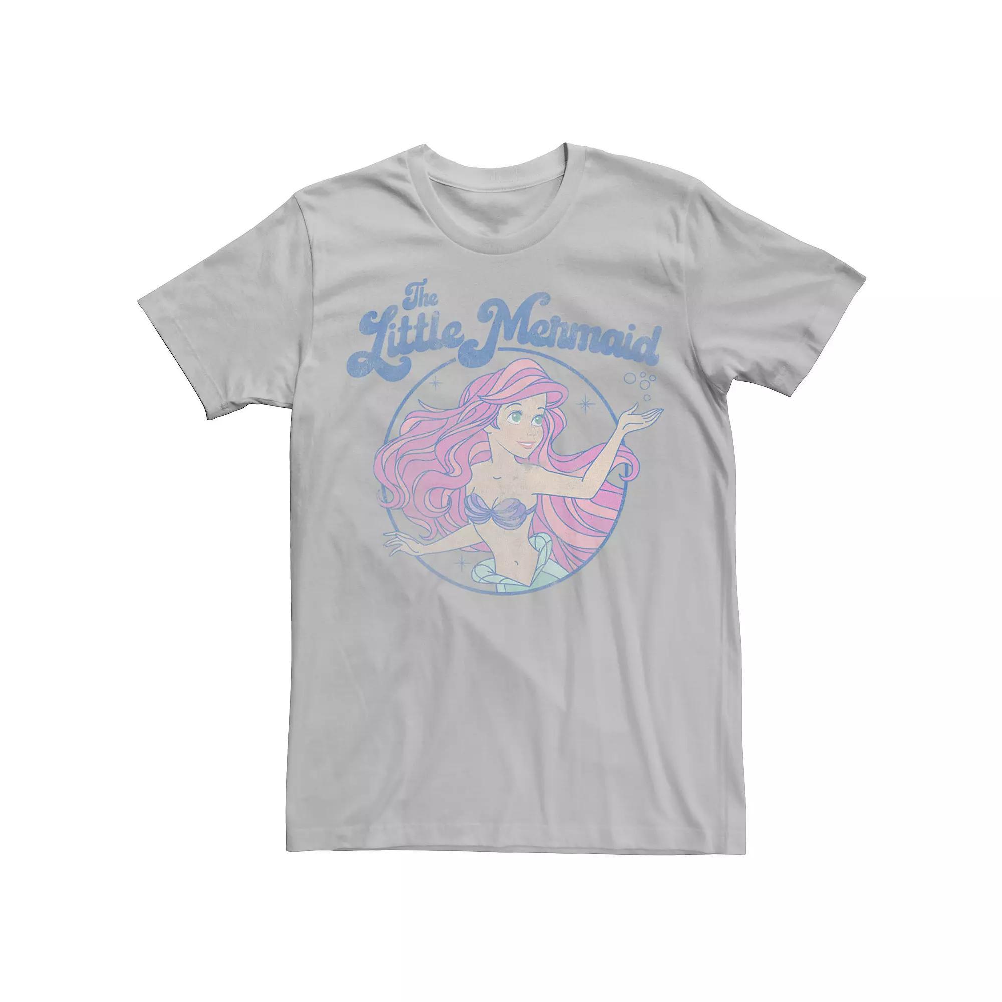 Disney's The Little Mermaid Ariel Distressed Circle Portrait Men's Tee, Size: Medium, Silver Product Image