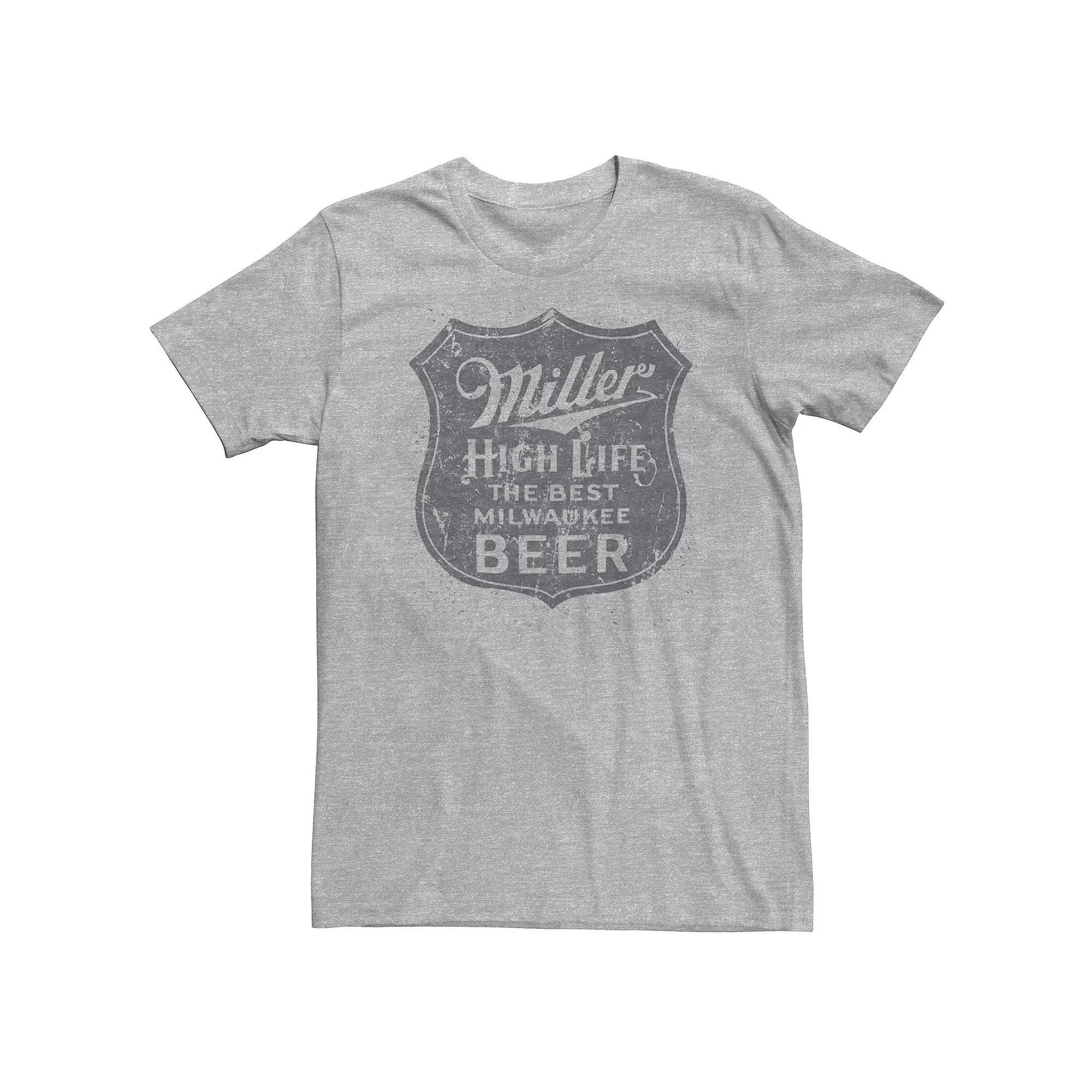 Big & Tall Miller High Life Beer Vintage Shield Tee, Men's, Size: Large Tall, Athletic Grey Product Image