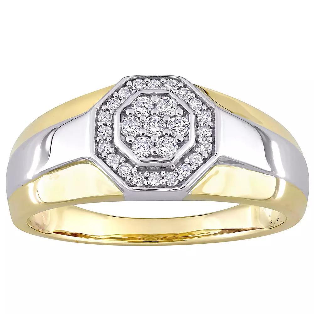 Stella Grace Men's 10k Gold Two Tone 1/4 Carat T.W. Diamond Octagonal Ring, Size: 11, 10k Two Tone Product Image
