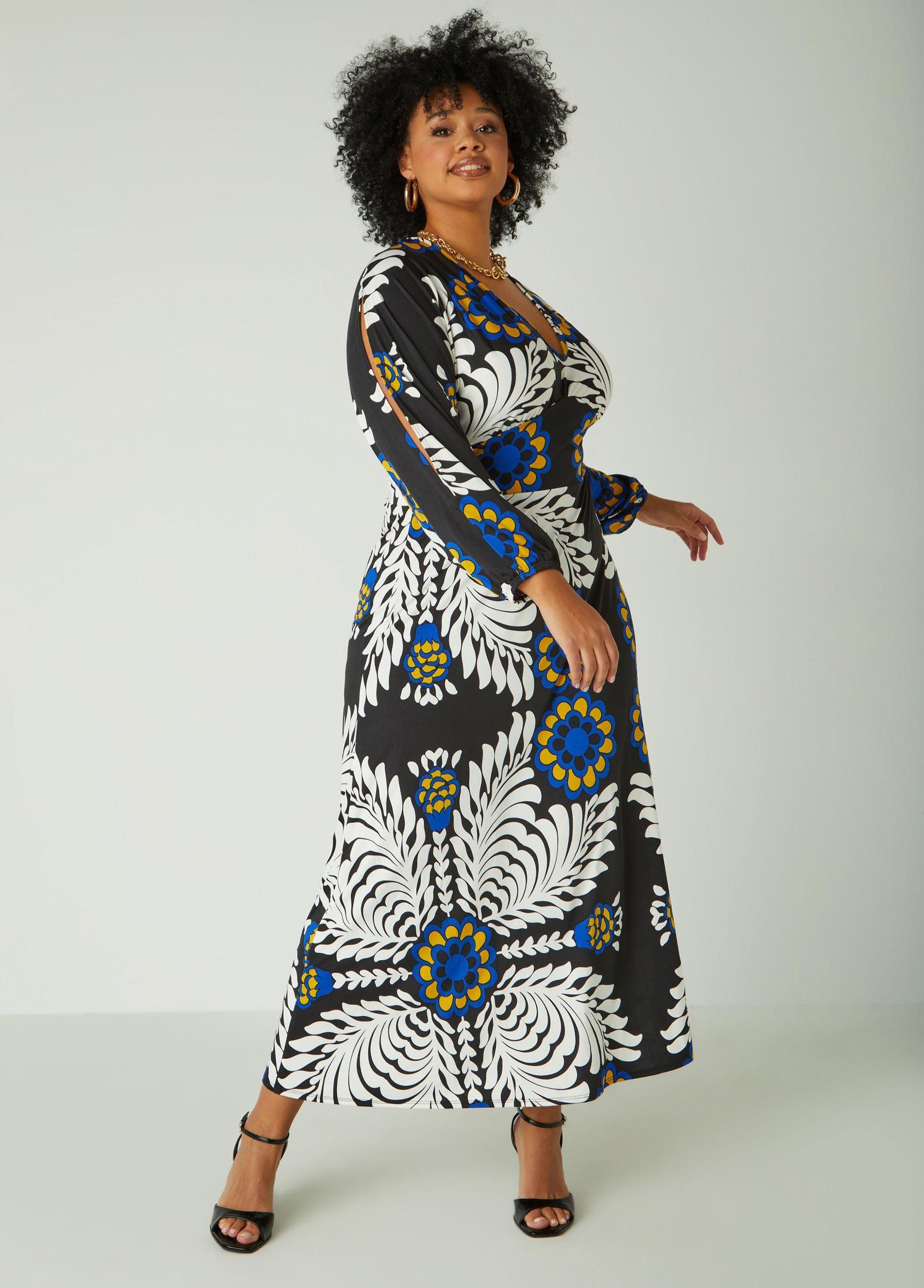 Plus Size Cutout Floral Maxi Dress Ashley Stewart Product Image