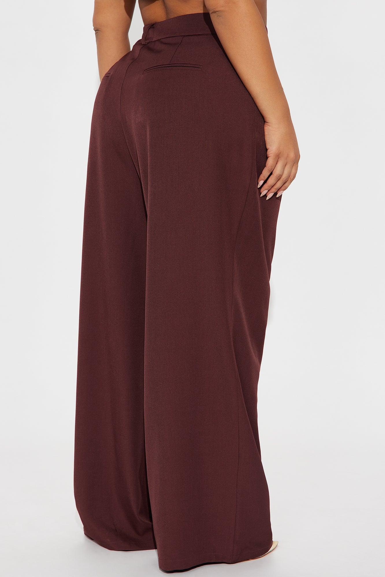 Alena Crepe Wide Leg Trouser Pant - Chocolate Product Image