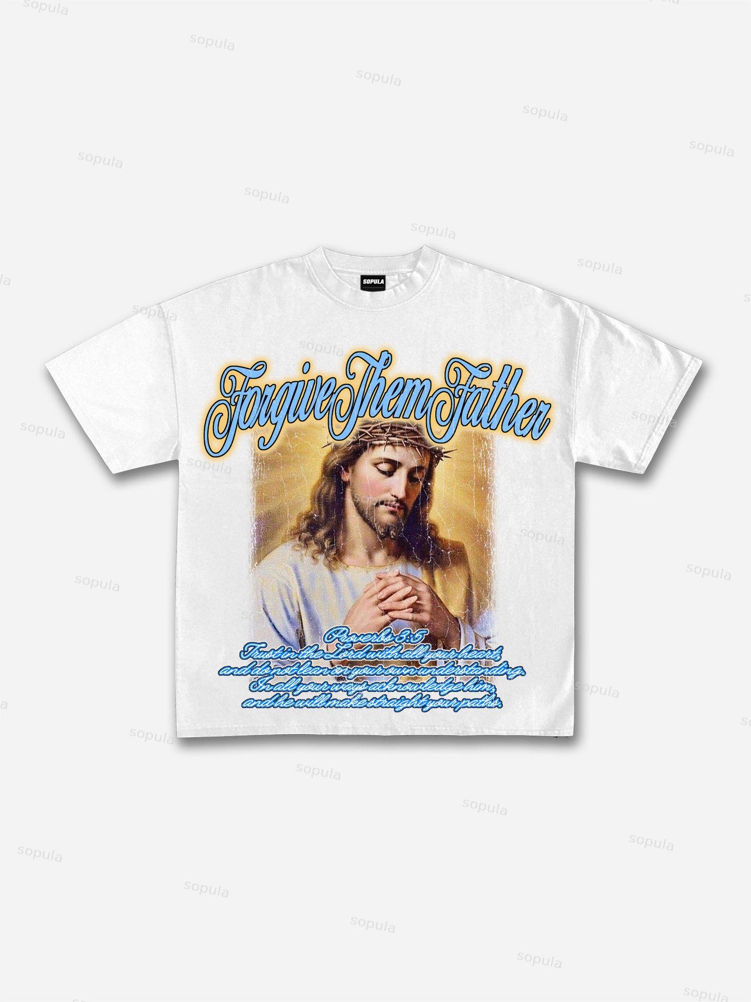 Forgive Them Father Jesus Graphic Cotton T-shirt Product Image