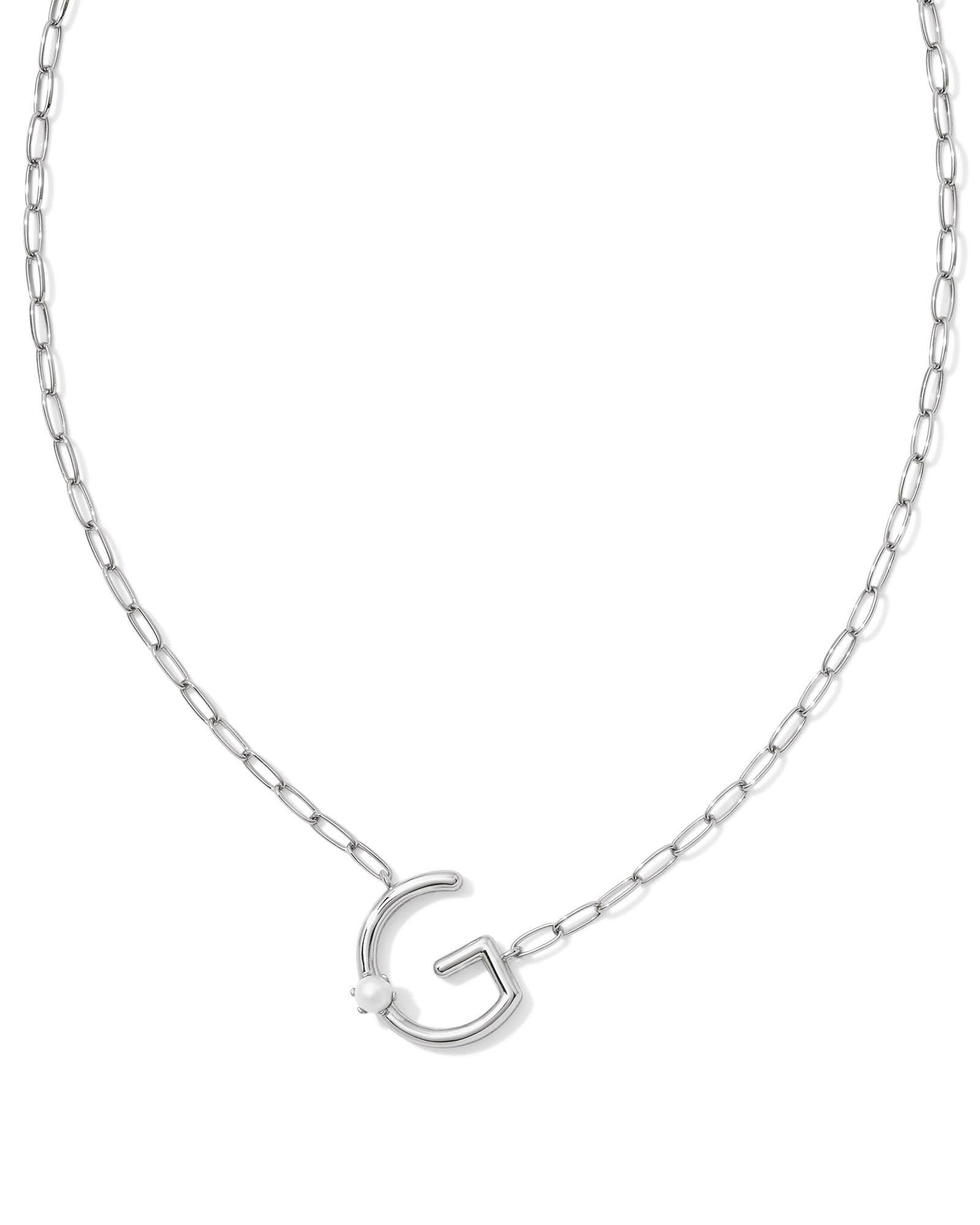 Pearl Silver Letter X Short Pendant Necklace in Freshwater Cultured Pearl Product Image