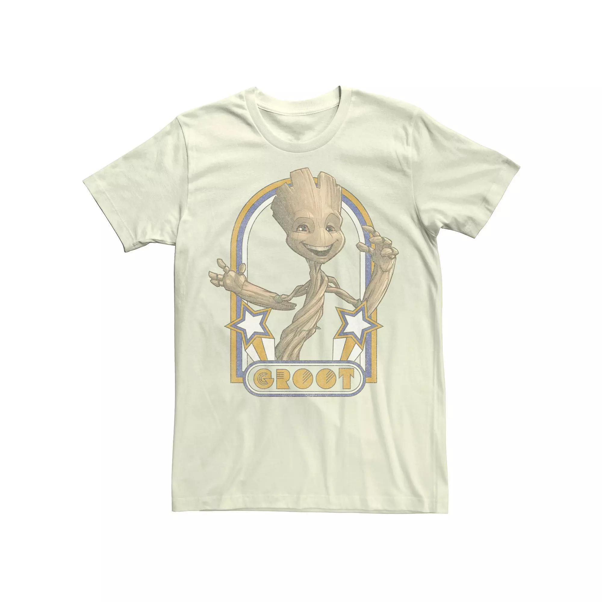 Men's Marvel Guardians Of The Galaxy Groot Retro Star Portrait Tee, Size: 3XL, Natural Product Image