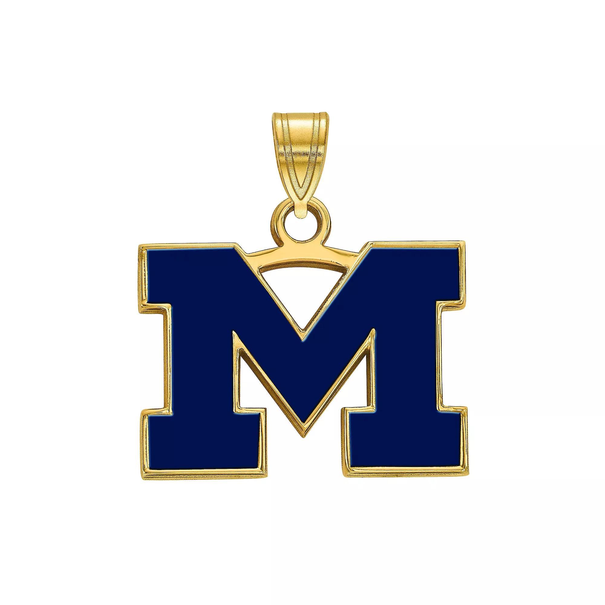 LogoArt Sterling Silver Michigan Wolverines Blue Enamel Pendant, Women's, Size: 19 mm Product Image