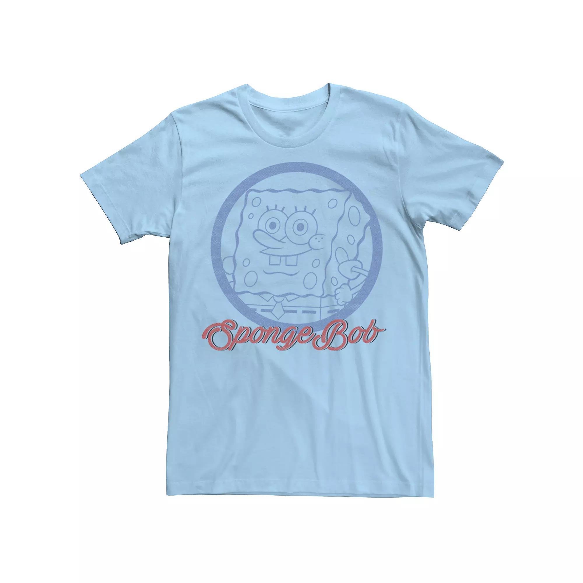 Men's Nickelodeon SpongeBob SquarePants Line Art Cursive Logo Portrait Graphic Tee, Size: Medium, White Product Image