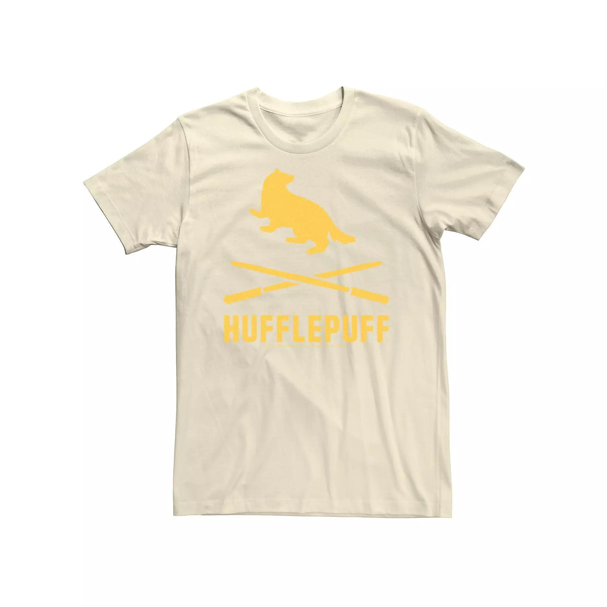 Men's Harry Potter Hufflepuff Crossed Wands Logo Tee, Size: Medium, Natural Product Image