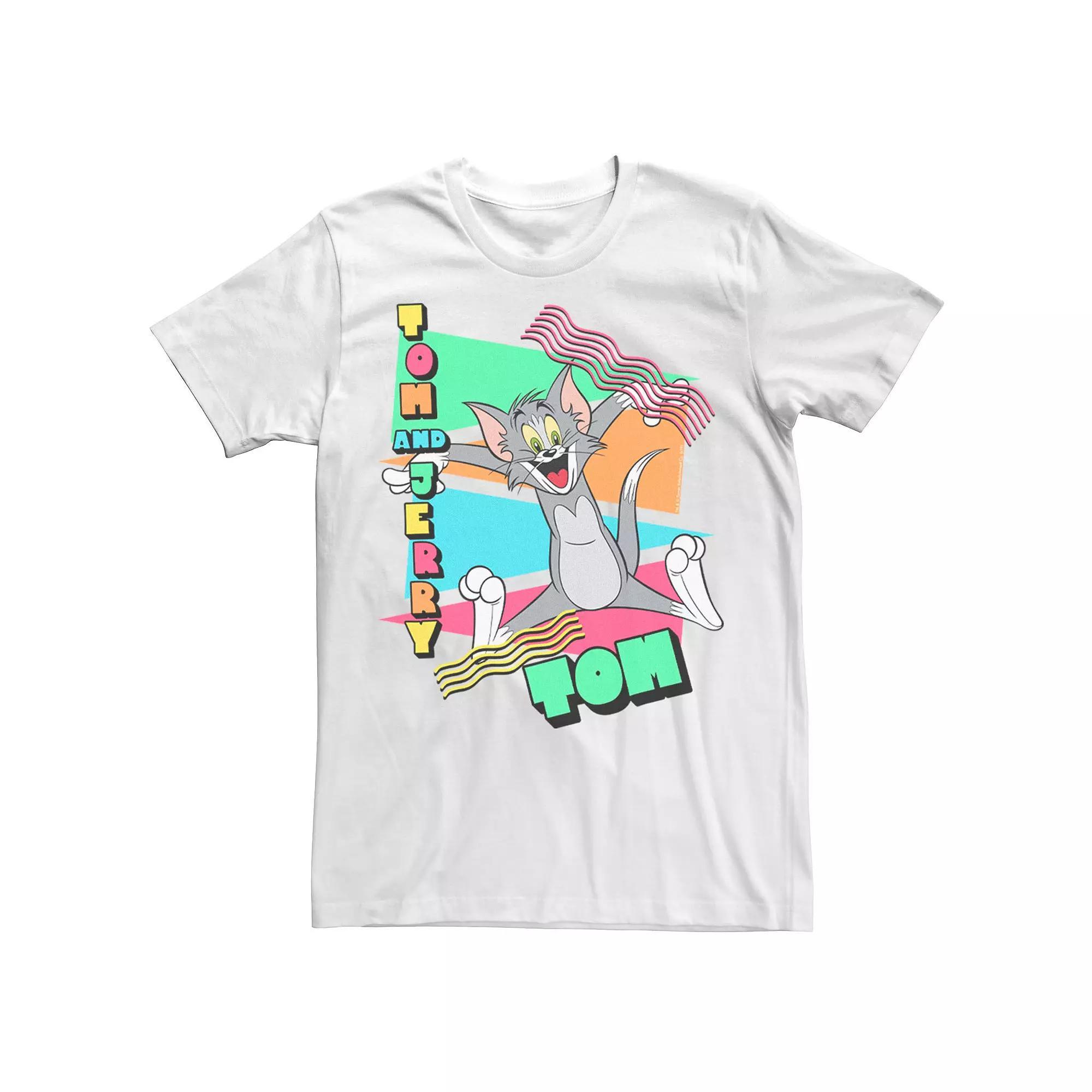 Men's Looney Tunes Tom Vintage 90s Triangles Tee, Size: 3XL, White Product Image