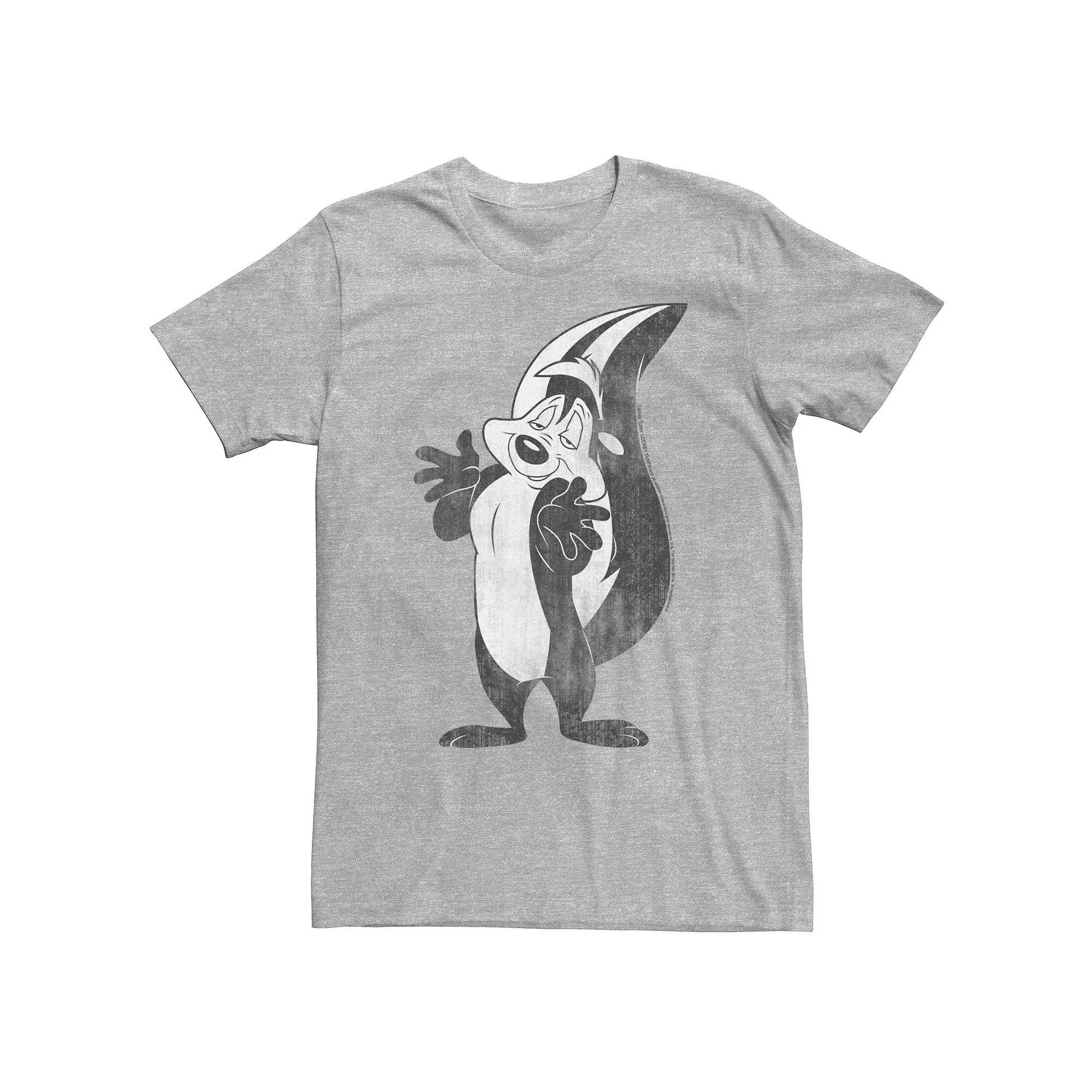 Men's Looney Tunes Pepe Le Pew Distressed Portrait Graphic Tee, Size: Medium, Athletic Grey Product Image