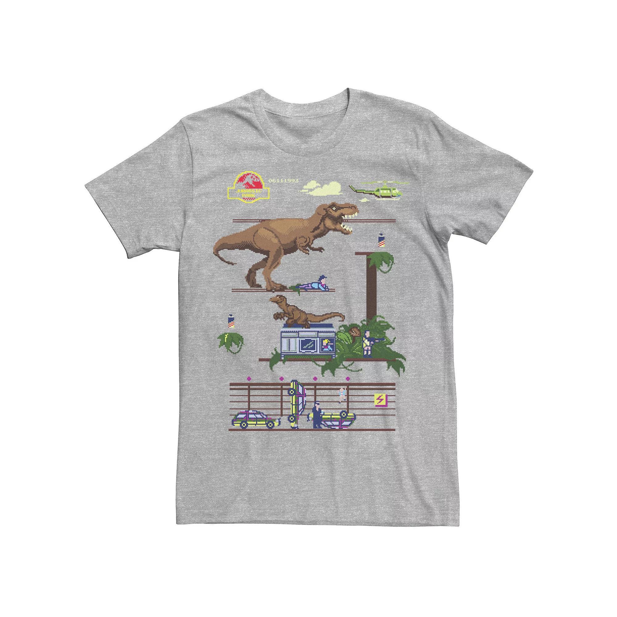 Men's Jurassic Park Digital Video Game Scene Graphic Tee, Size: Large, Silver Product Image
