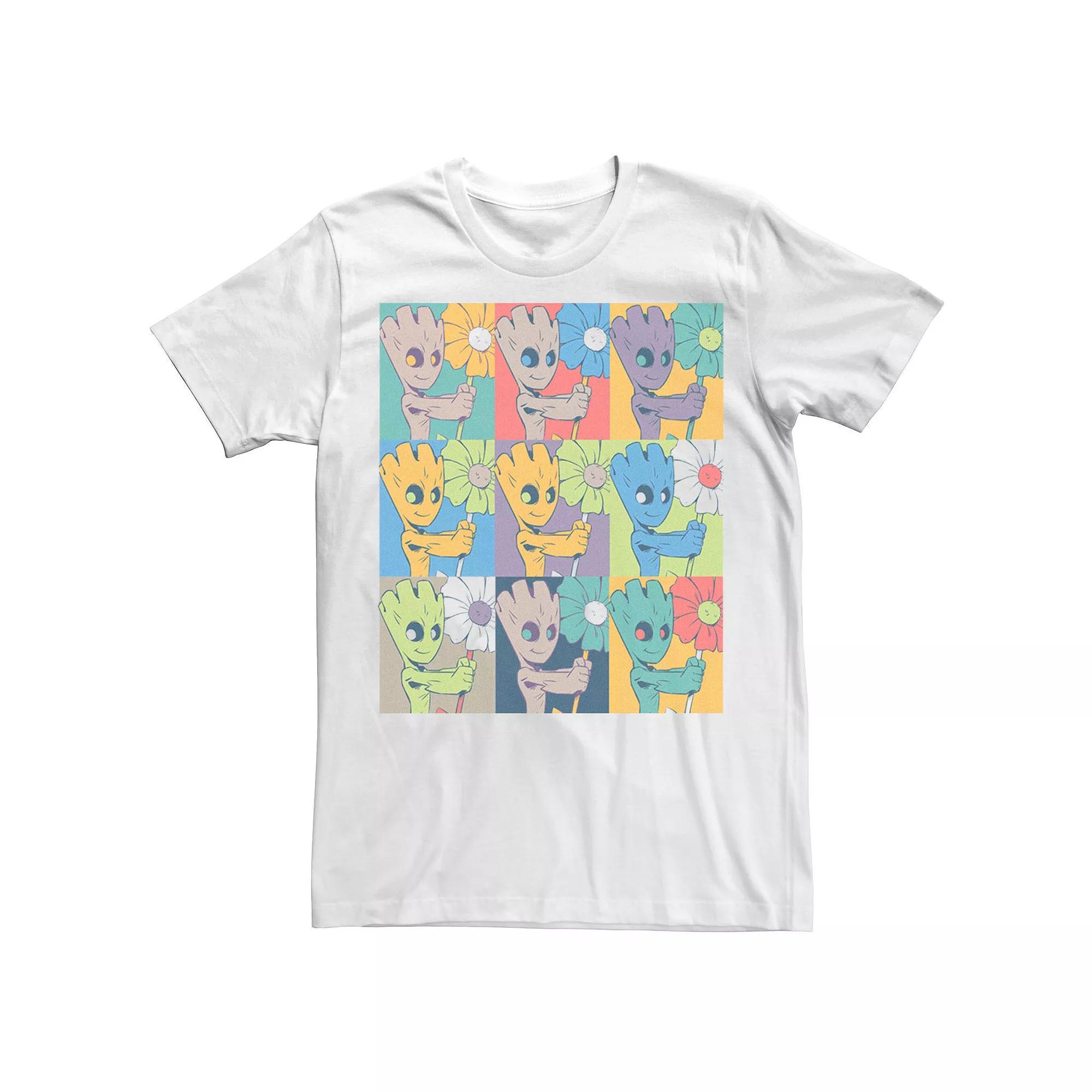 Men's Marvel Guardian Of The Galaxy Groot Pop Daisy Panels Tee, Size: Large, White Product Image