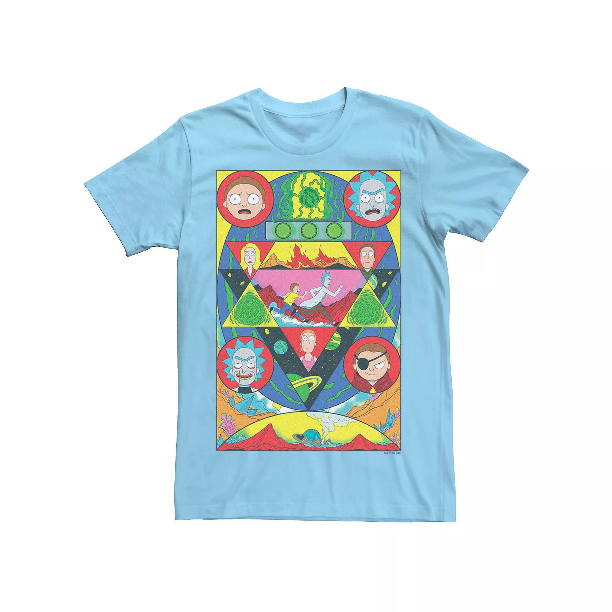 Men's Rick And Morty Geometric Galactic Tee, Size: Small, Light Blue Product Image