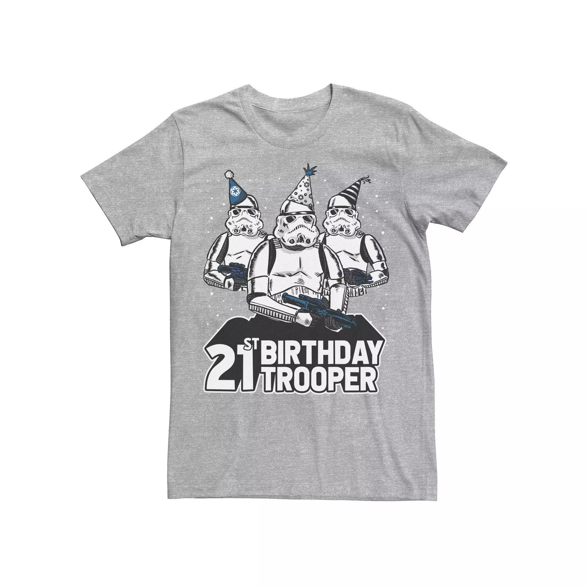 Men's Star Wars Stormtrooper Party Hats Trio 21st Birthday Trooper Tee, Size: XXL, Athletic Grey Product Image