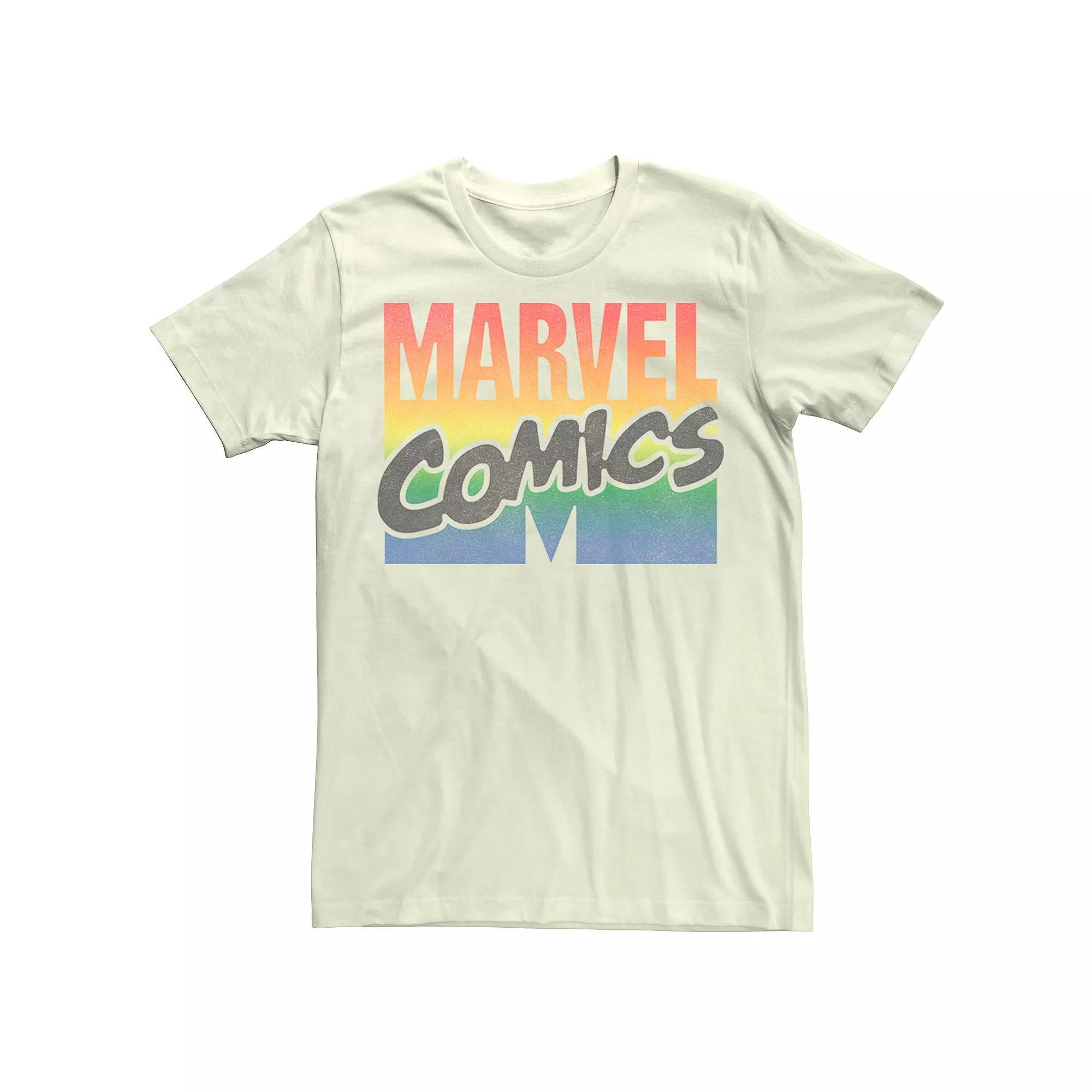 Men's Marvel Comics Rainbow Logo Tee, Size: 3XL, Natural Product Image