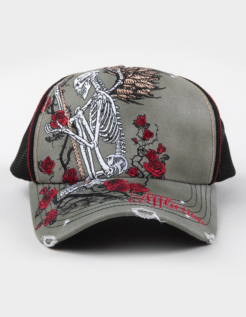 AFFLICTION Winged Reaper Womens Trucker Hat - OLIVE Product Image