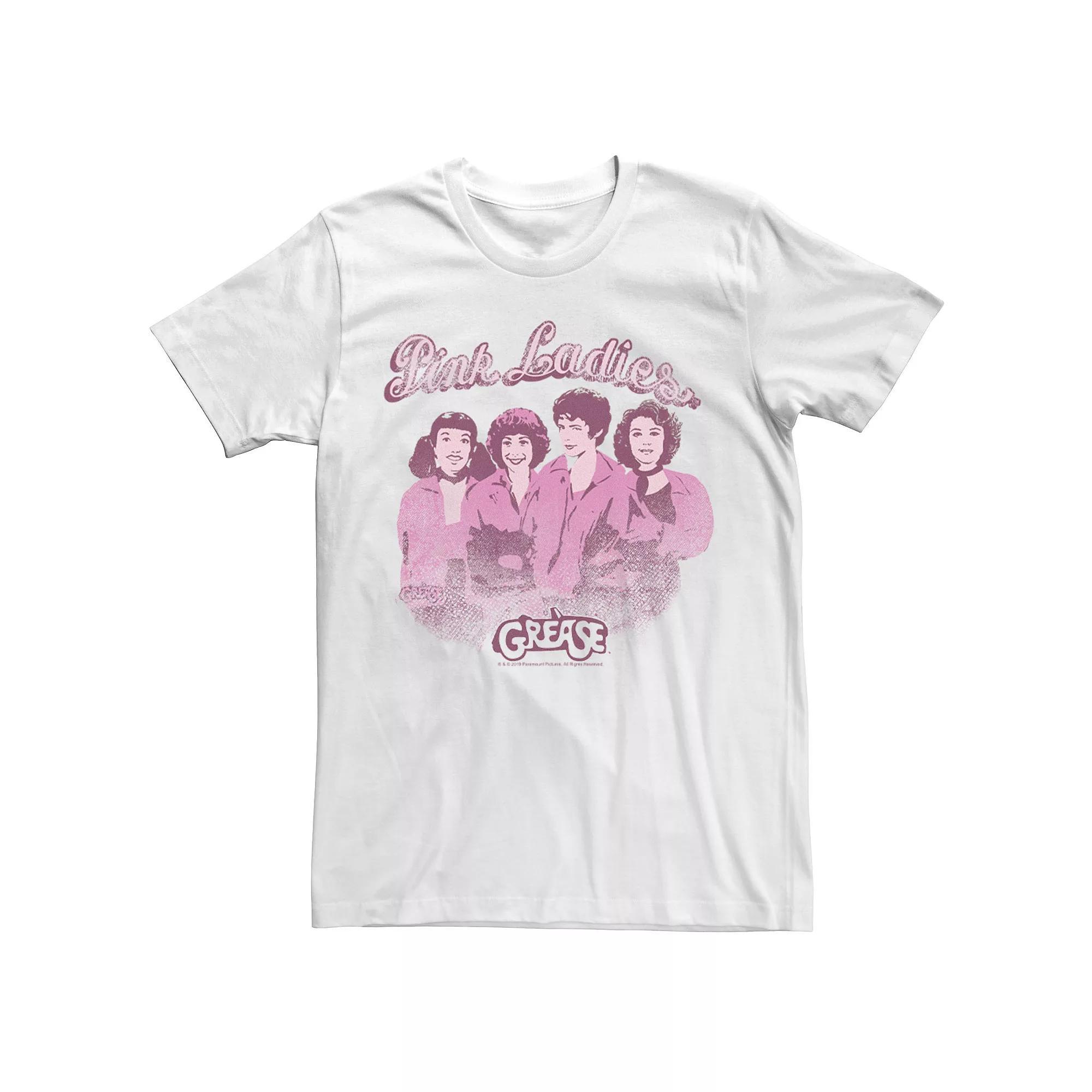 Men's Grease Pink Ladies Distressed Portrait Tee, Size: XXL, White Product Image