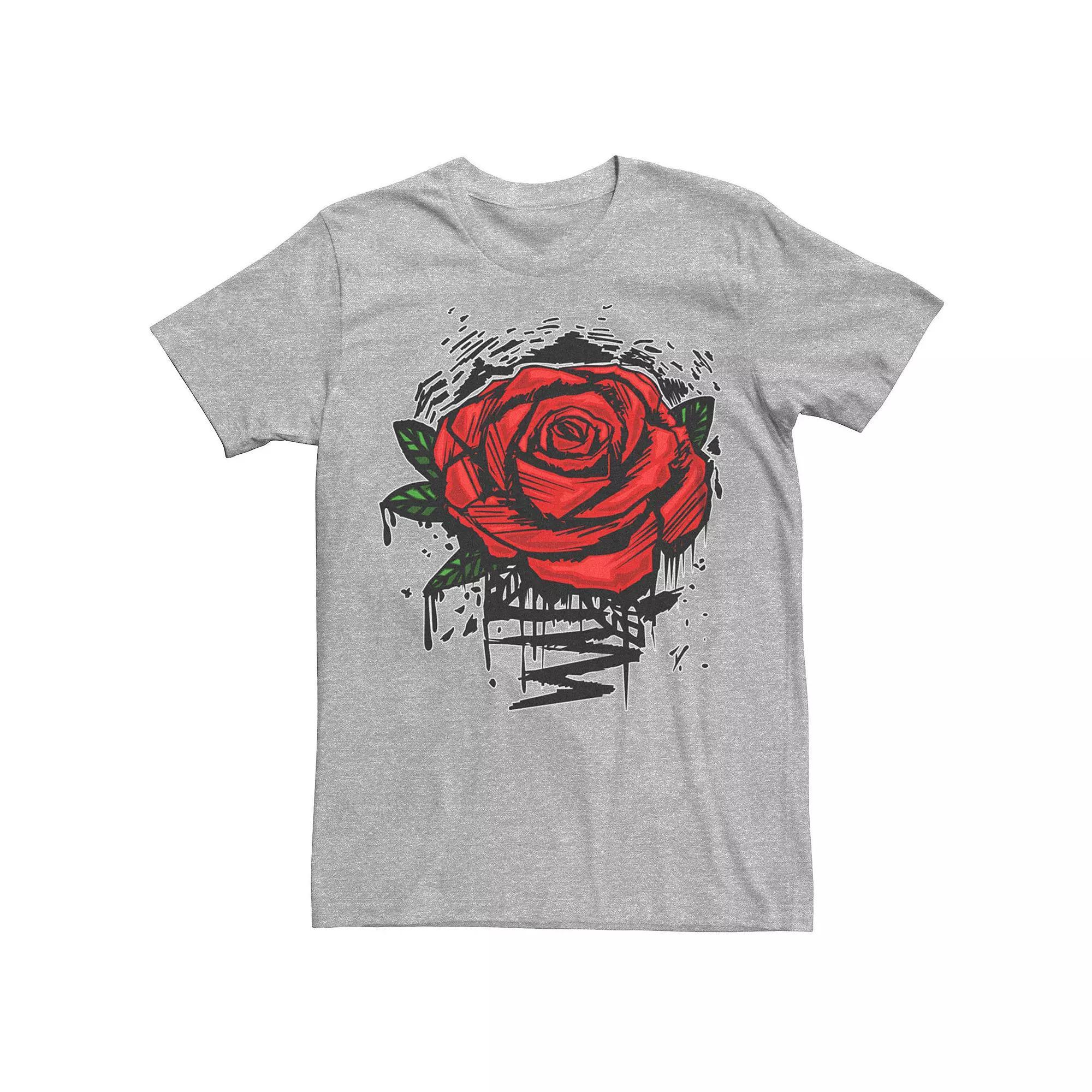 Men's Rugged Rose Drip Graphic Tee, Size: XS, Athletic Grey Product Image