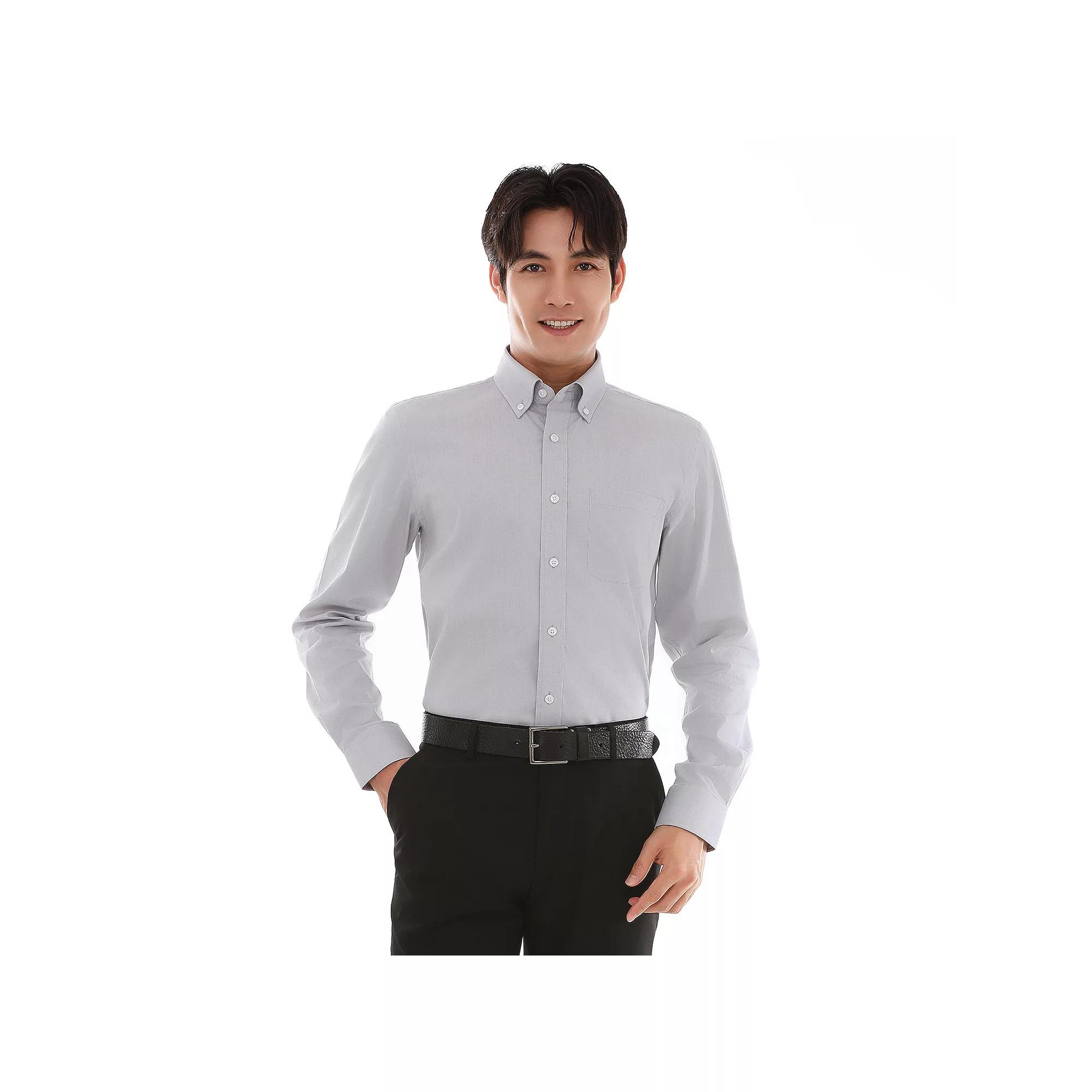 Men's Bespoke Classic-Fit Pinpoint Oxford Dress Shirt, Size: XL-36/37, Green Product Image