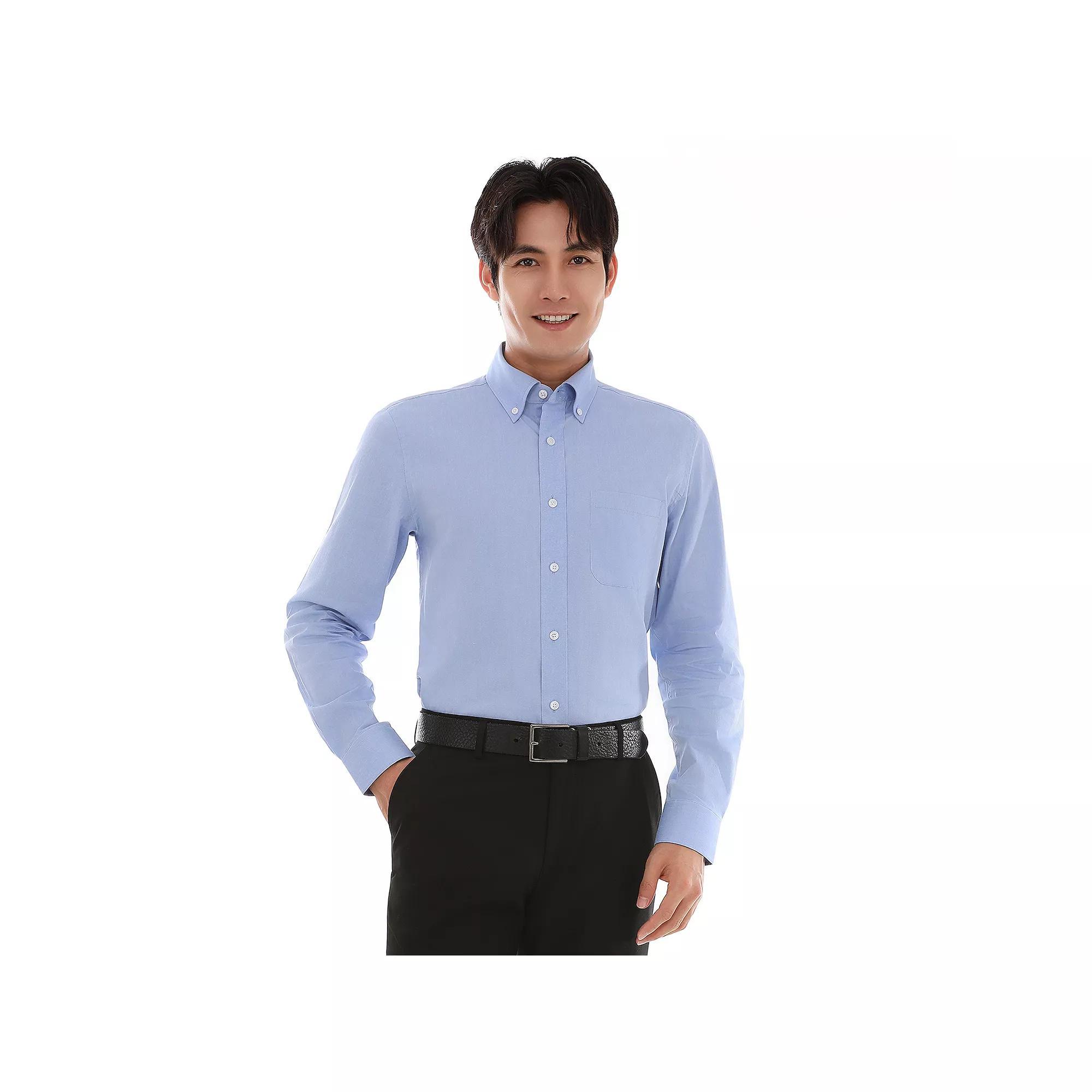 Men's Bespoke Classic-Fit Pinpoint Oxford Dress Shirt, Size: XL-36/37, Green Product Image