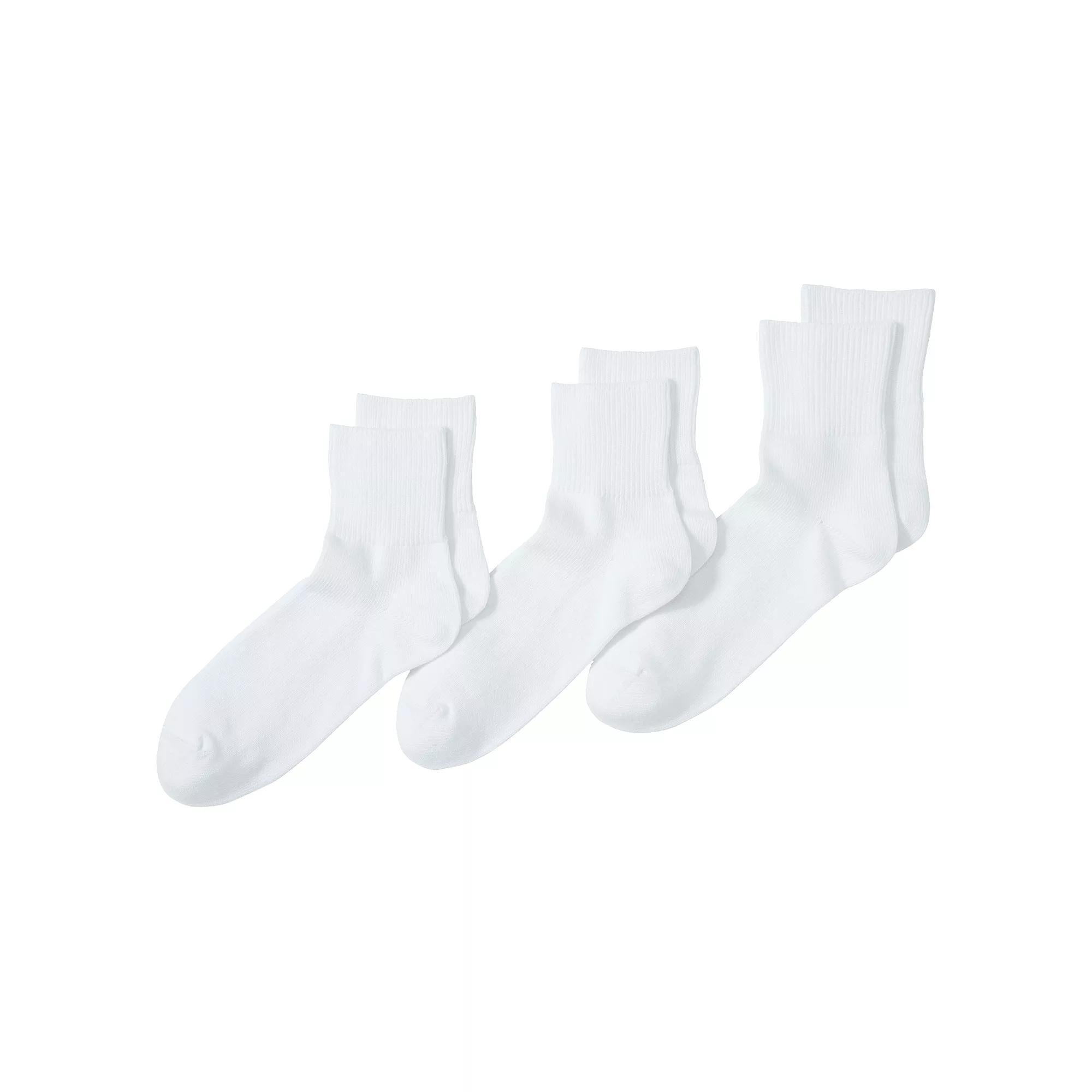 Men's Lands' End 3-Pack Cotton Rib Quarter-Crew Socks, Size: XL, White Product Image