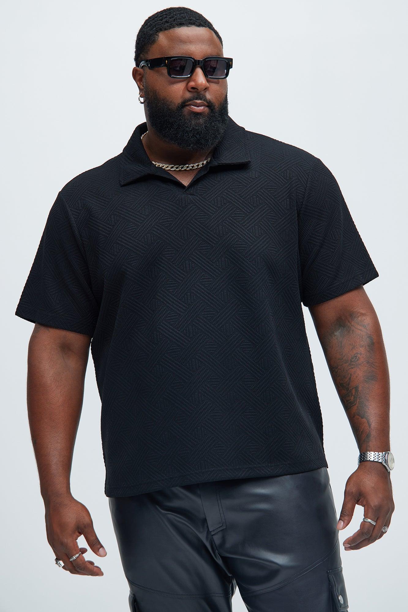 Burley Geo Textured Johnny Collar Shirt - Black Product Image