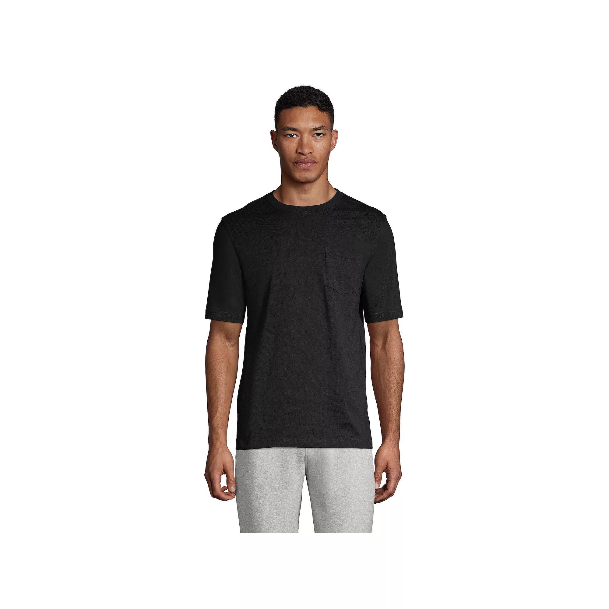 Big & Tall Lands' End Short Sleeve Super-T Pocket Tee, Men's, Size: 3XB, Black Product Image
