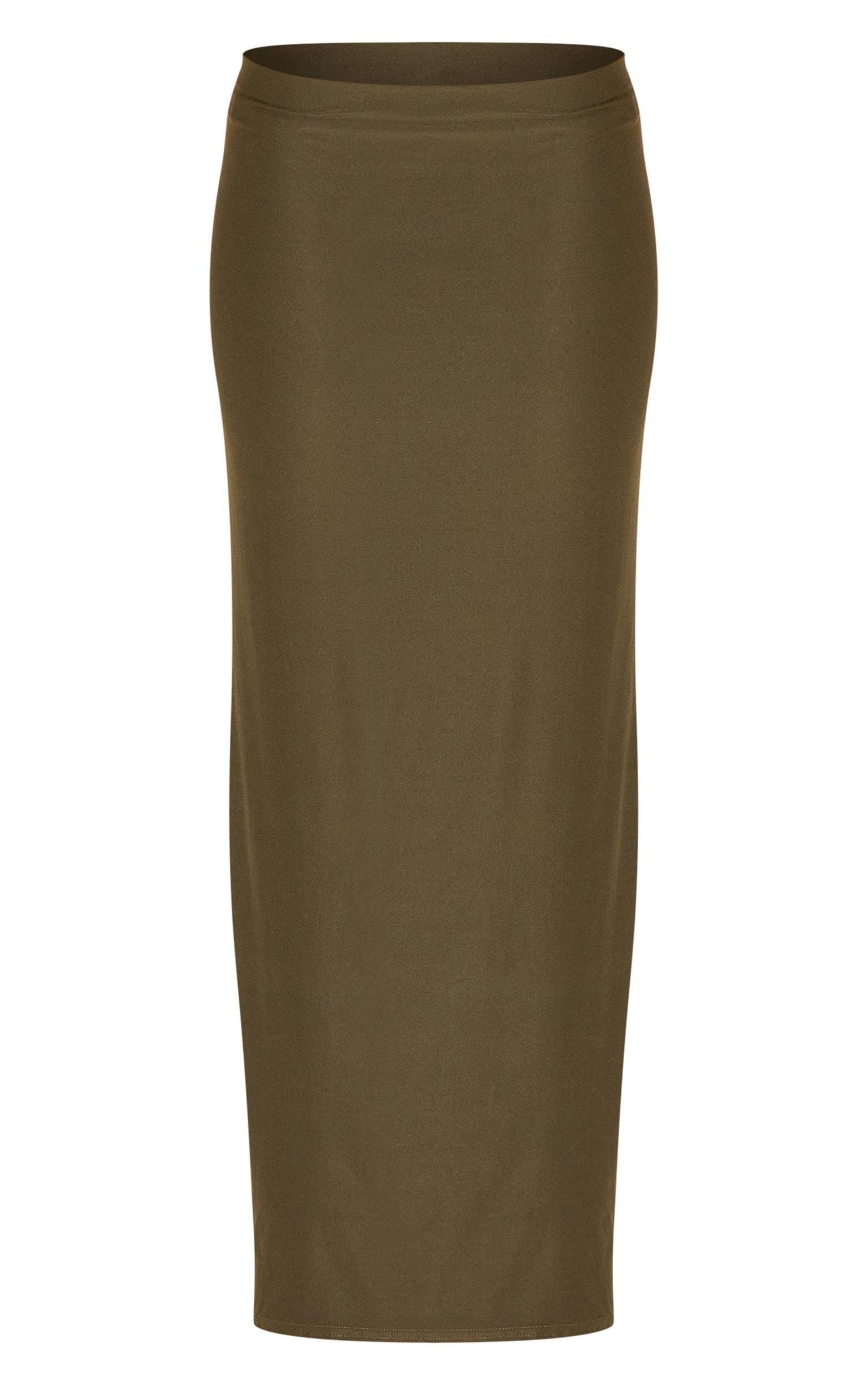 Khaki Soft Touch Low Rise Maxi Skirt Product Image