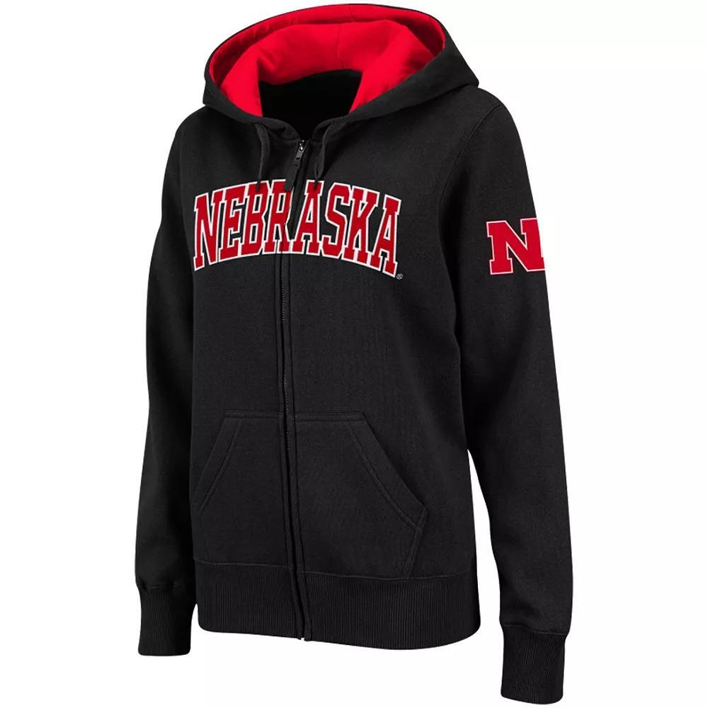 Women's Stadium Athletic Black Nebraska Huskers Arched Name Full-Zip Hoodie, Size: Small Product Image