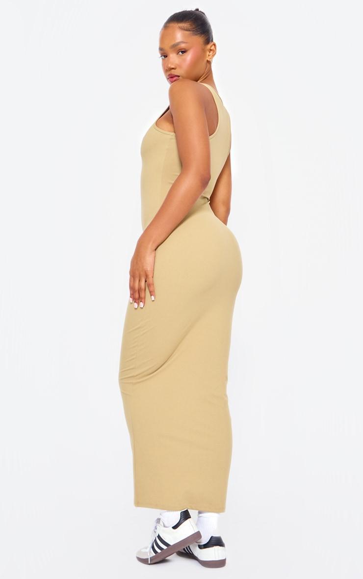 Pale Khaki Snatched Sculpt Racer Neck Midaxi Dress Product Image