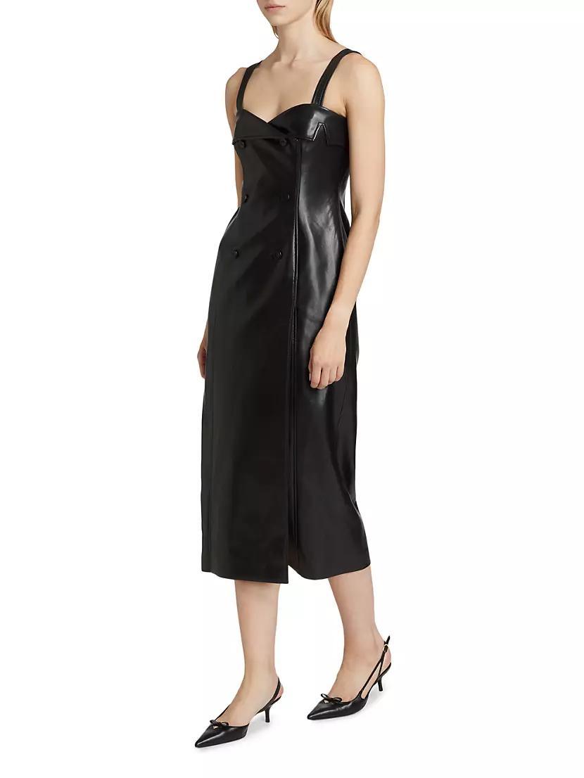 Womens Tessa Faux Leather Midi-Dress Product Image